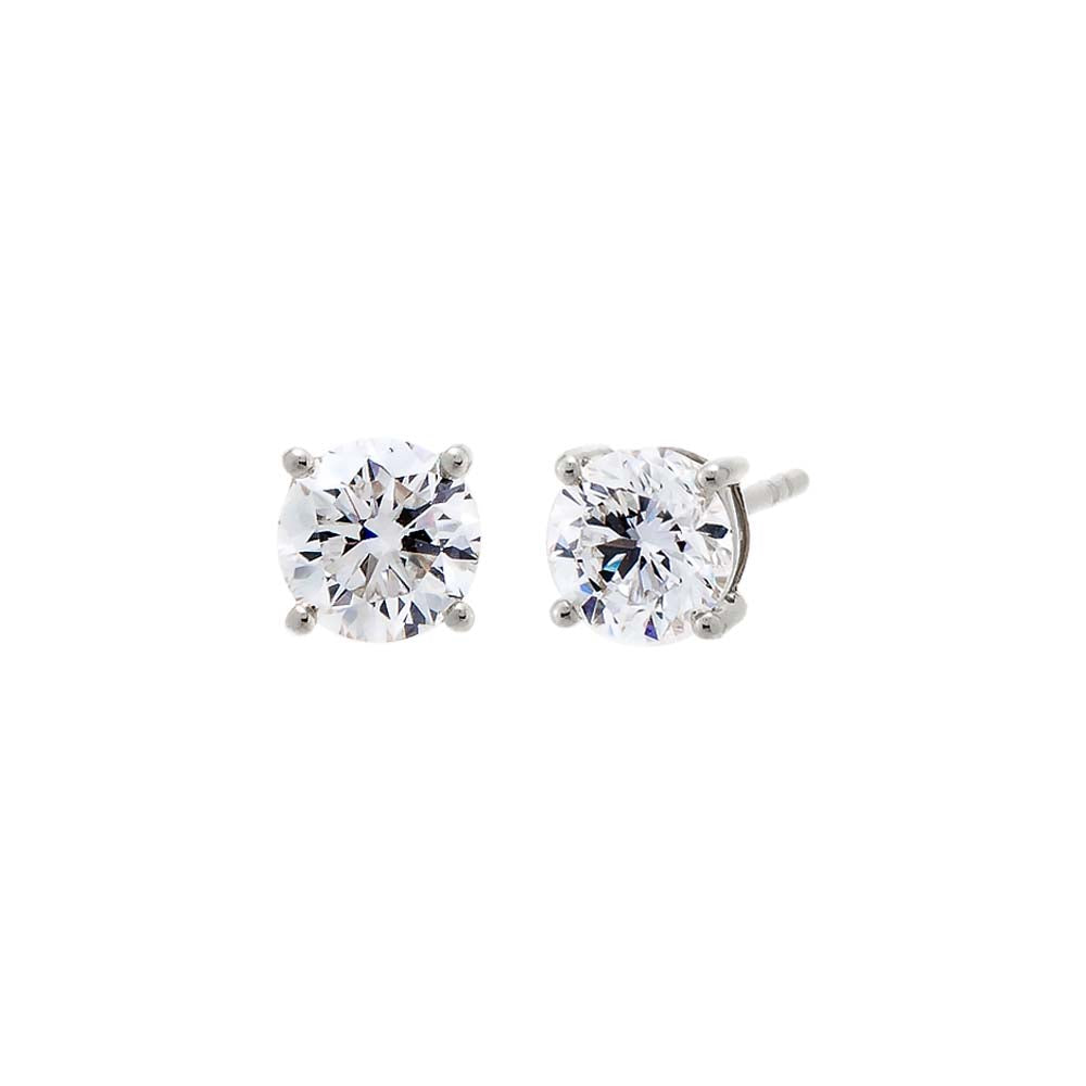 14K White Gold / 1 CT Lab Grown Diamond Solitaire Four Prong Stud Earring 14K - Adina's Jewels