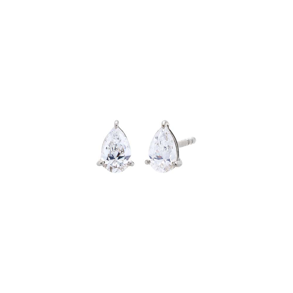 14K White Gold / 0.50 CT Lab Grown Diamond Pear Stud Earring 14K - Adina's Jewels