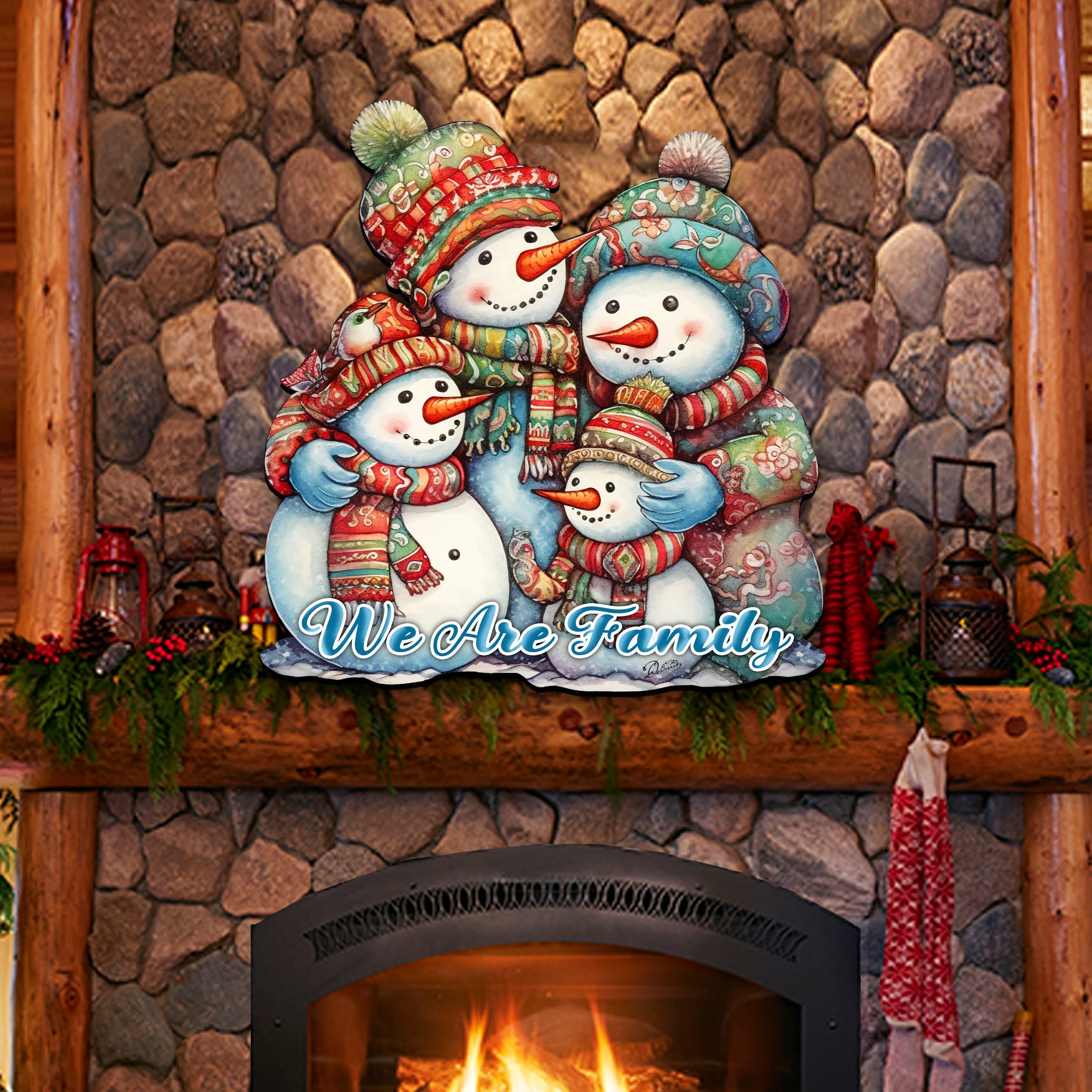 Snowman's Family Holiday Door Decor by G. Debrekht - Christmas Decor - 8611057H