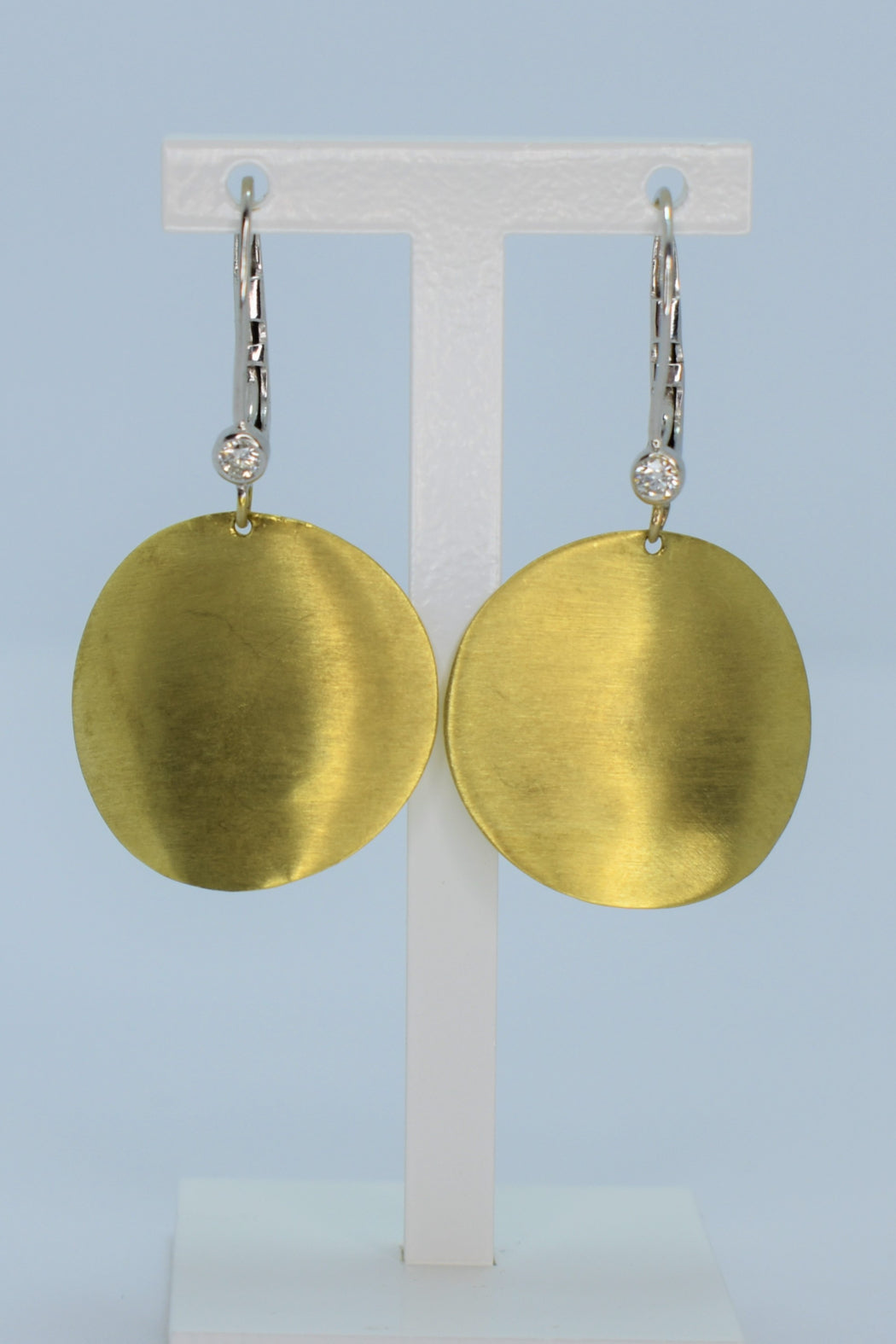 14kt 2-Tone Gold Diamond Disc Earrings