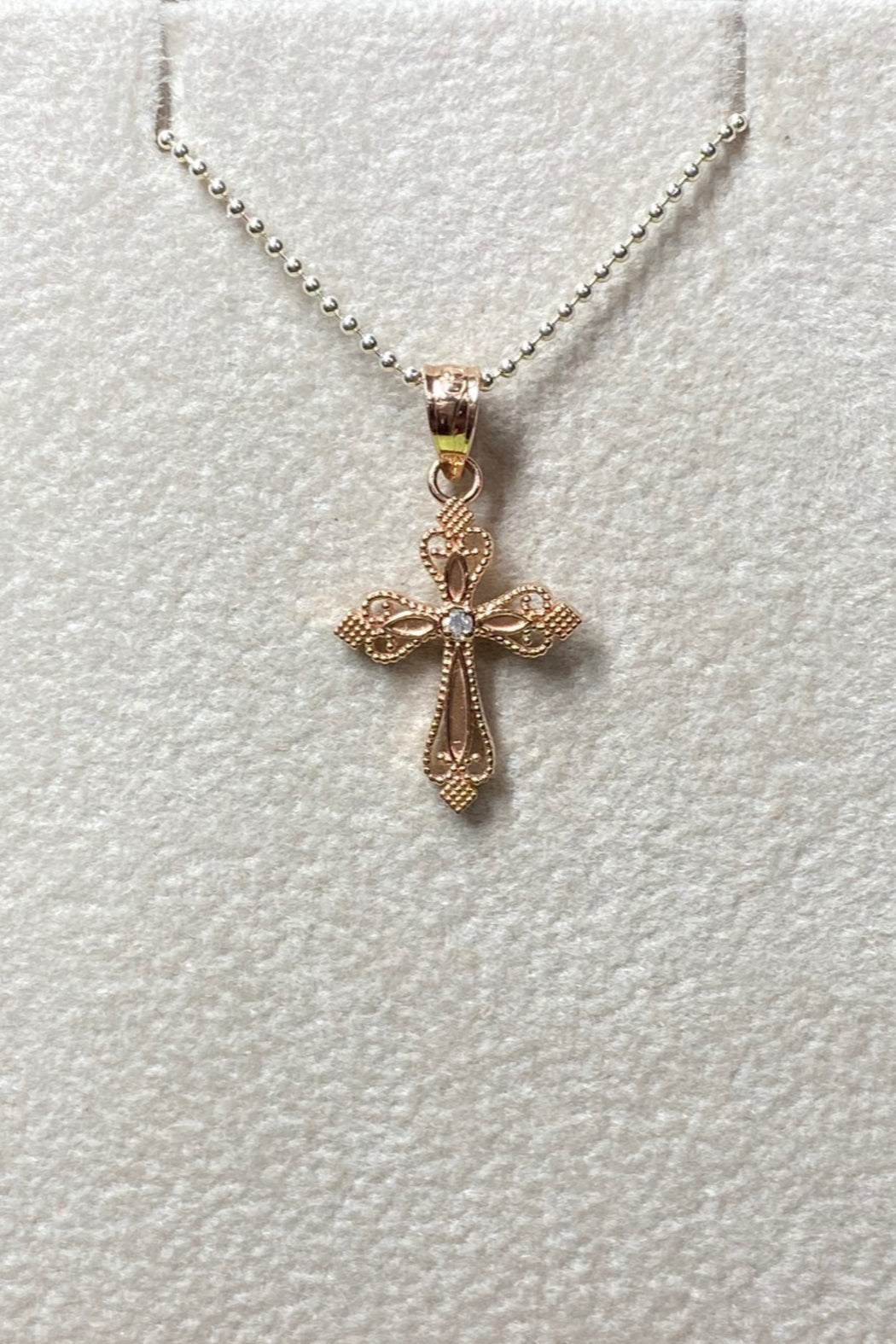 14kt Rose Gold Diamond Cross Pendant