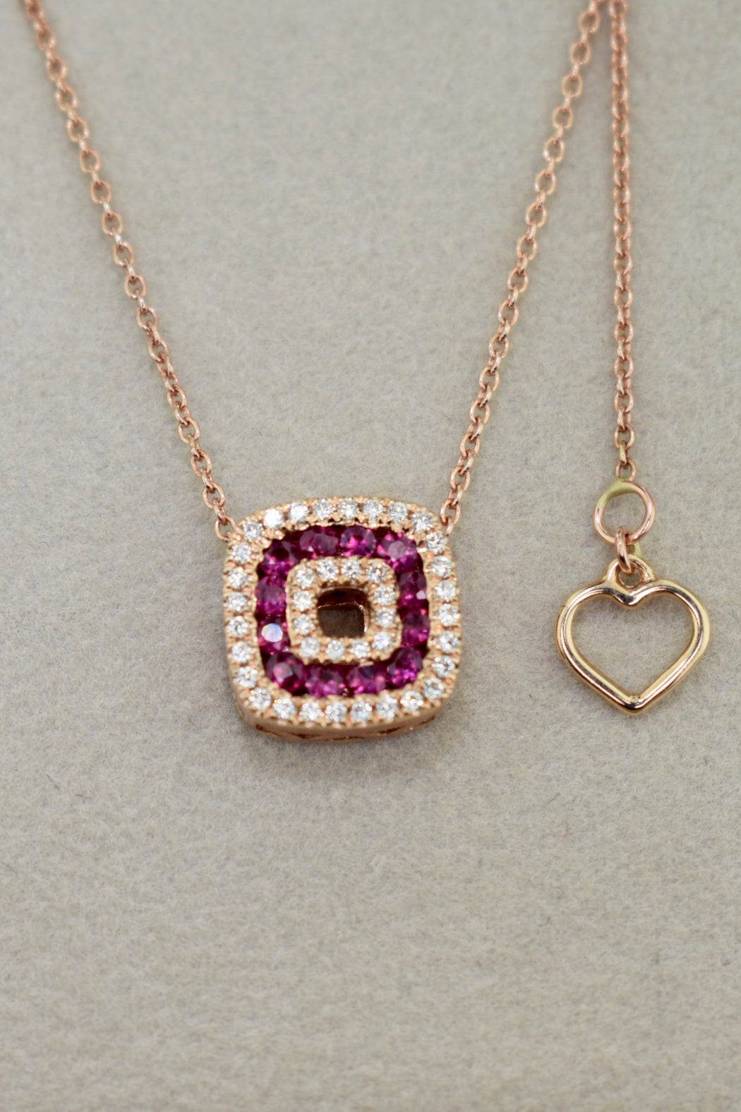 14kt Rose Gold Ruby & Diamond Necklace