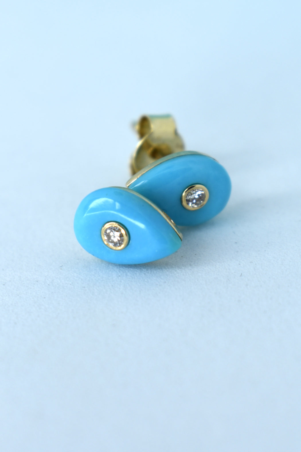 14kt Yellow Gold Turquoise & Diamond Earrings