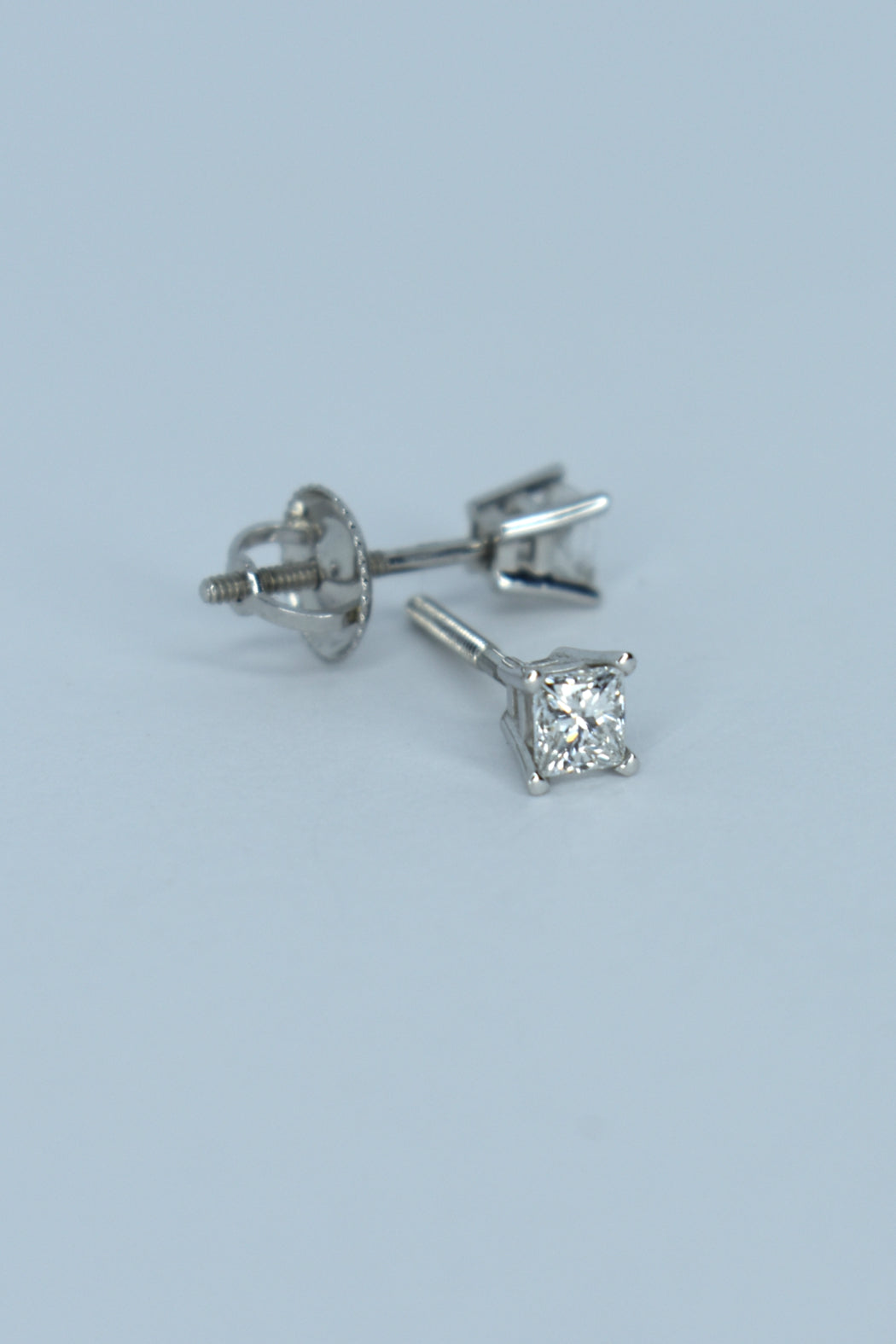 14kt W/Gold Princess Cut Diamond (.50cttw) Earrings