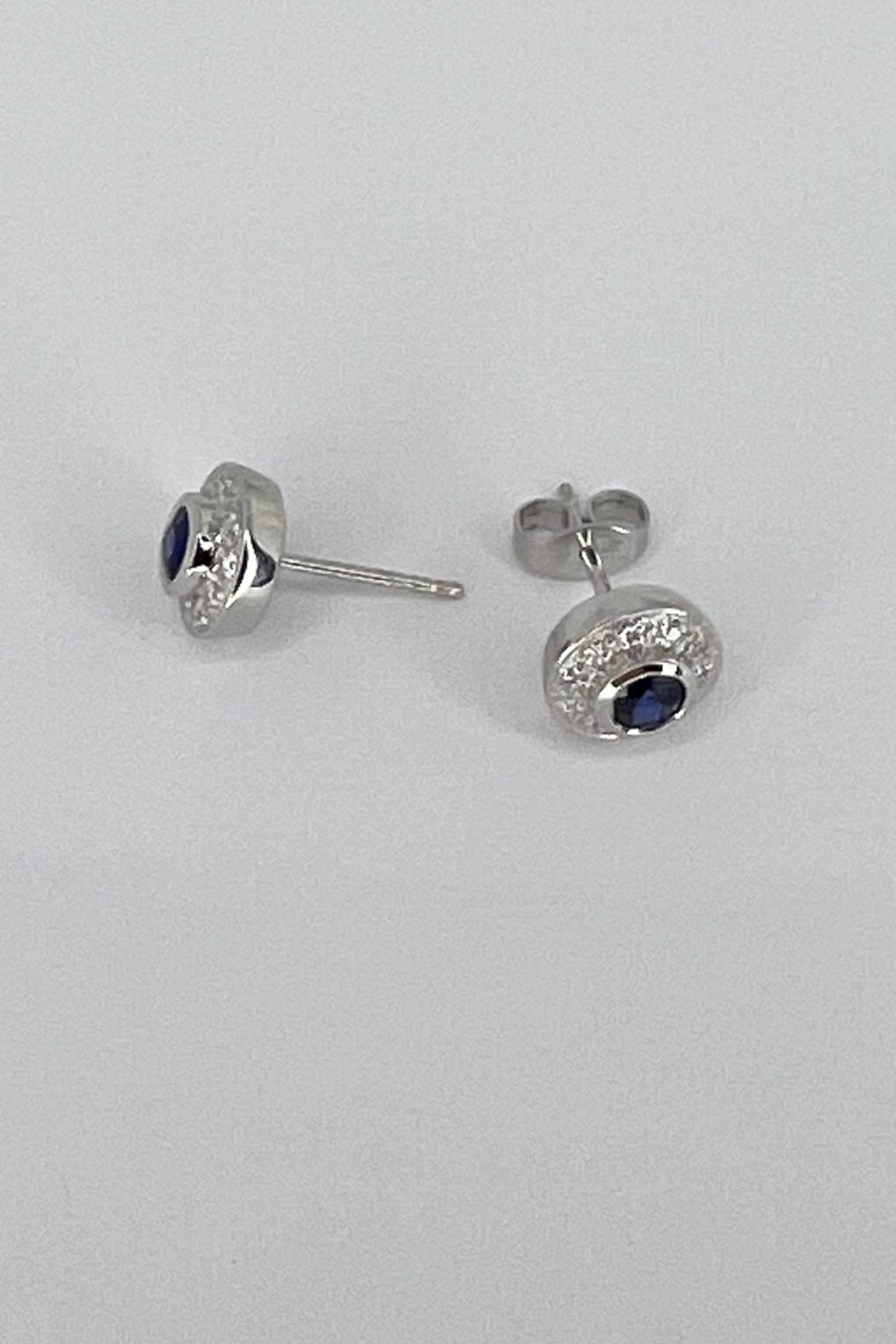 14kt W/Gold Sapphire & Diamond Earrings