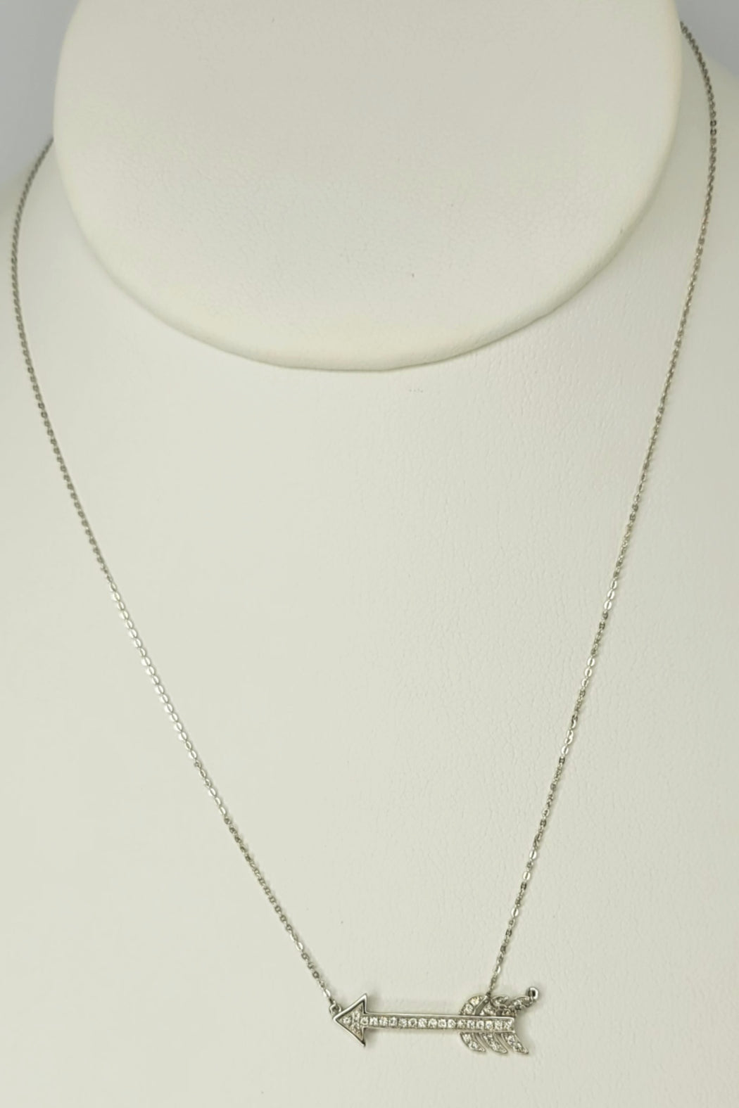 14kt White Gold Diamond Arrow Necklace