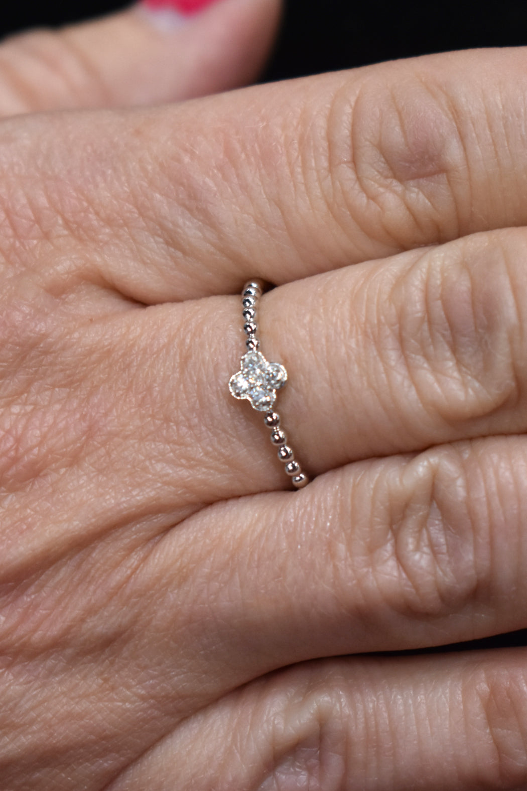 14kt Yellow Gold Diamond Clover Ring