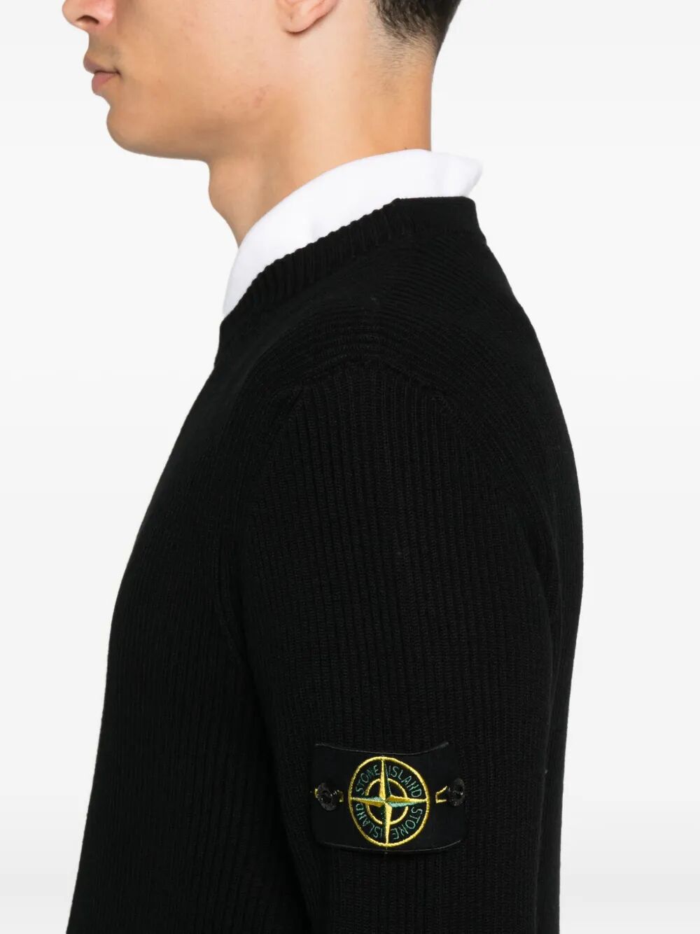 Stone Island Men Knit Crewneck Sweater In Full Rib Rws Wool
