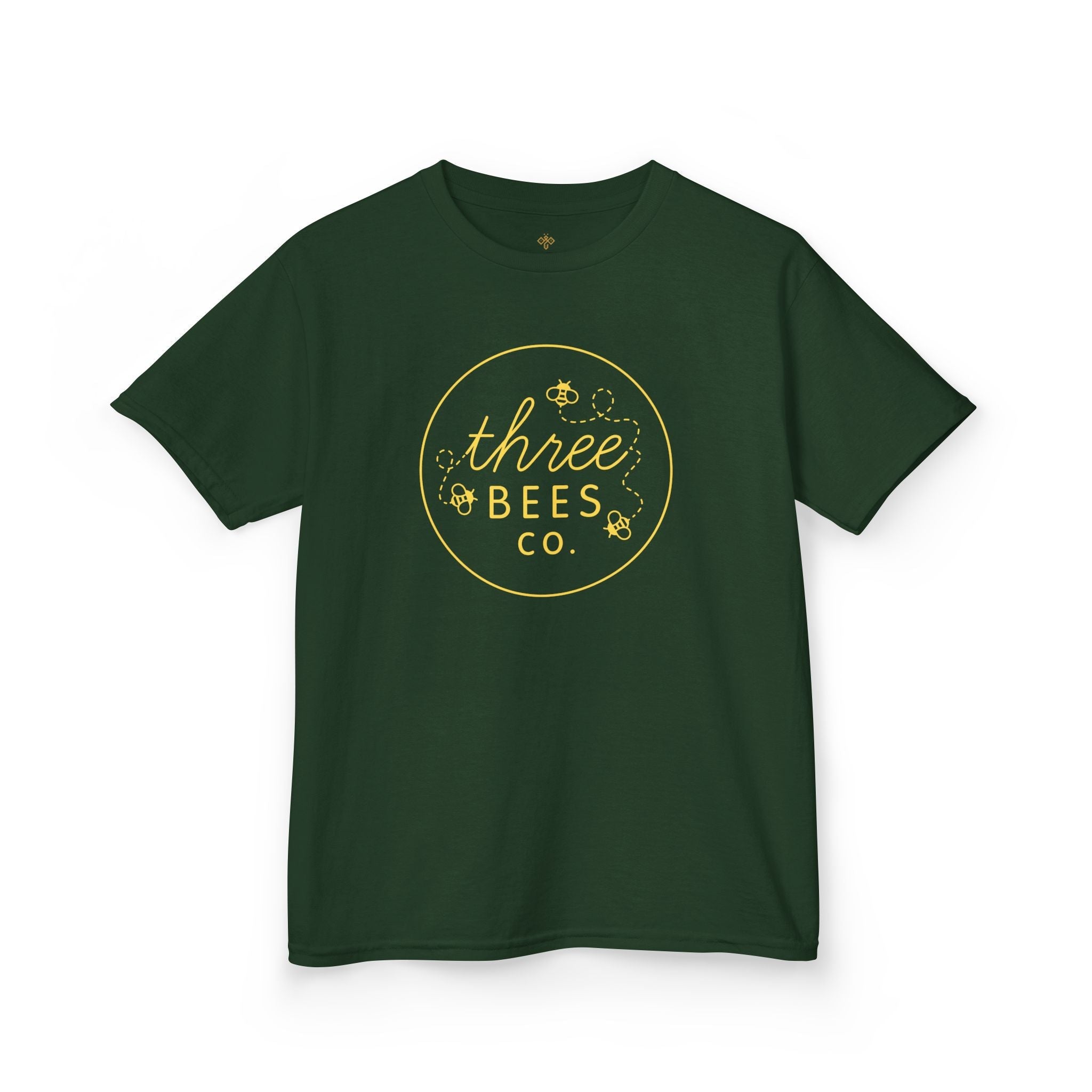 Kids Heavy Cotton Gildan Three Bees Classic Logo in Yellow Hive Tee