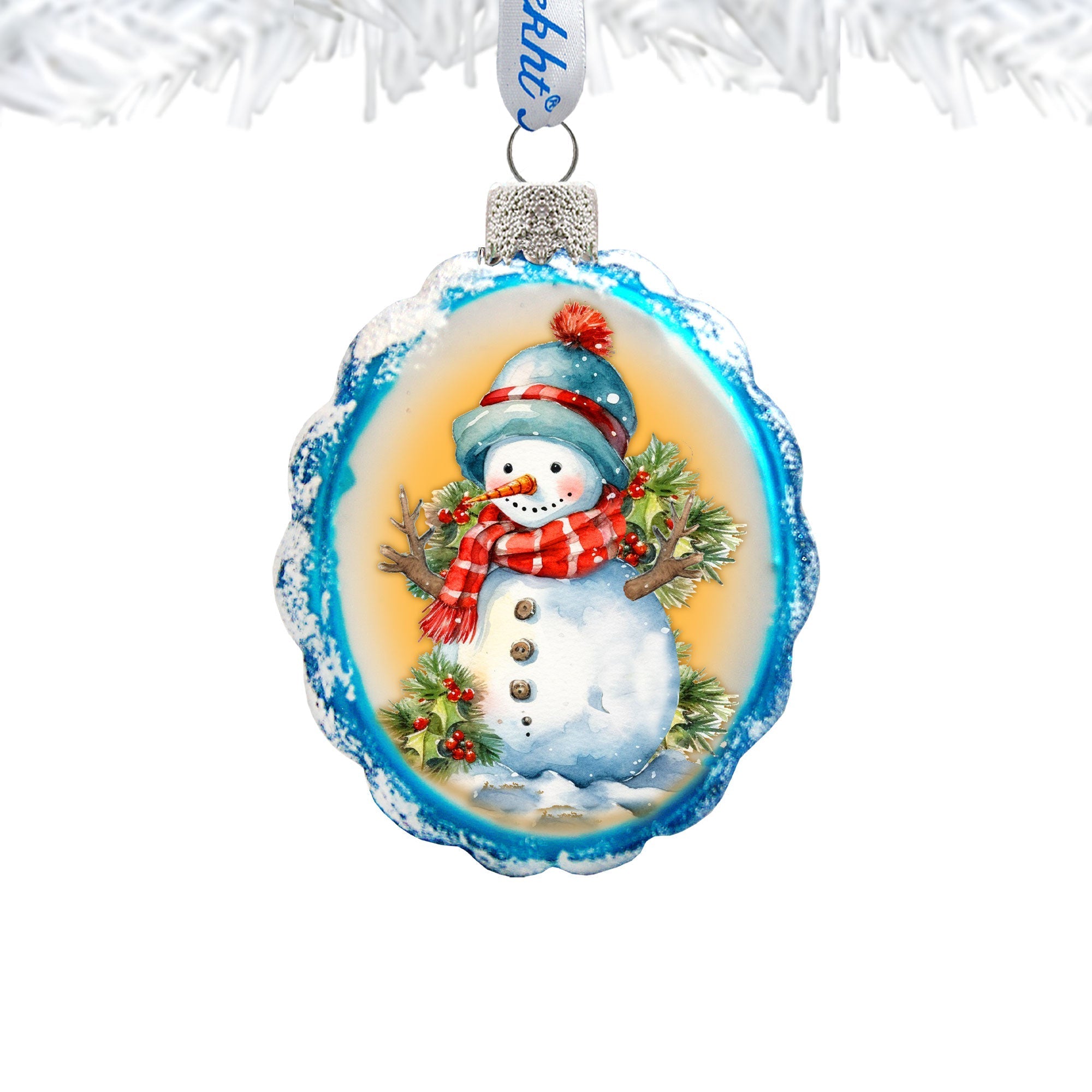 Snowman's Gift Mercury Glass Ornaments by G. Debrekht - Christmas Santa Snowman Decor - 776015