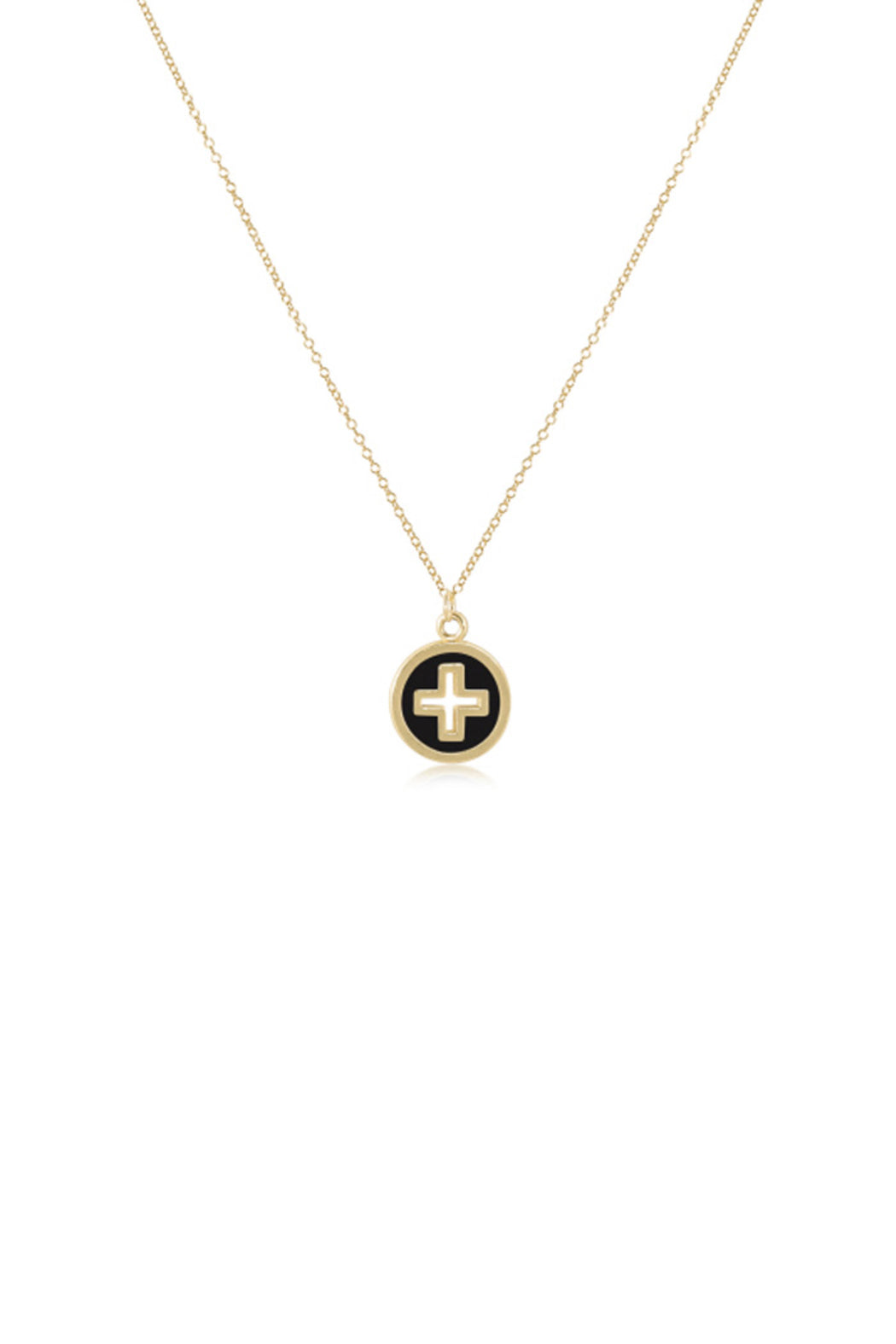 16" Signature Cross Gold Disc Necklace
