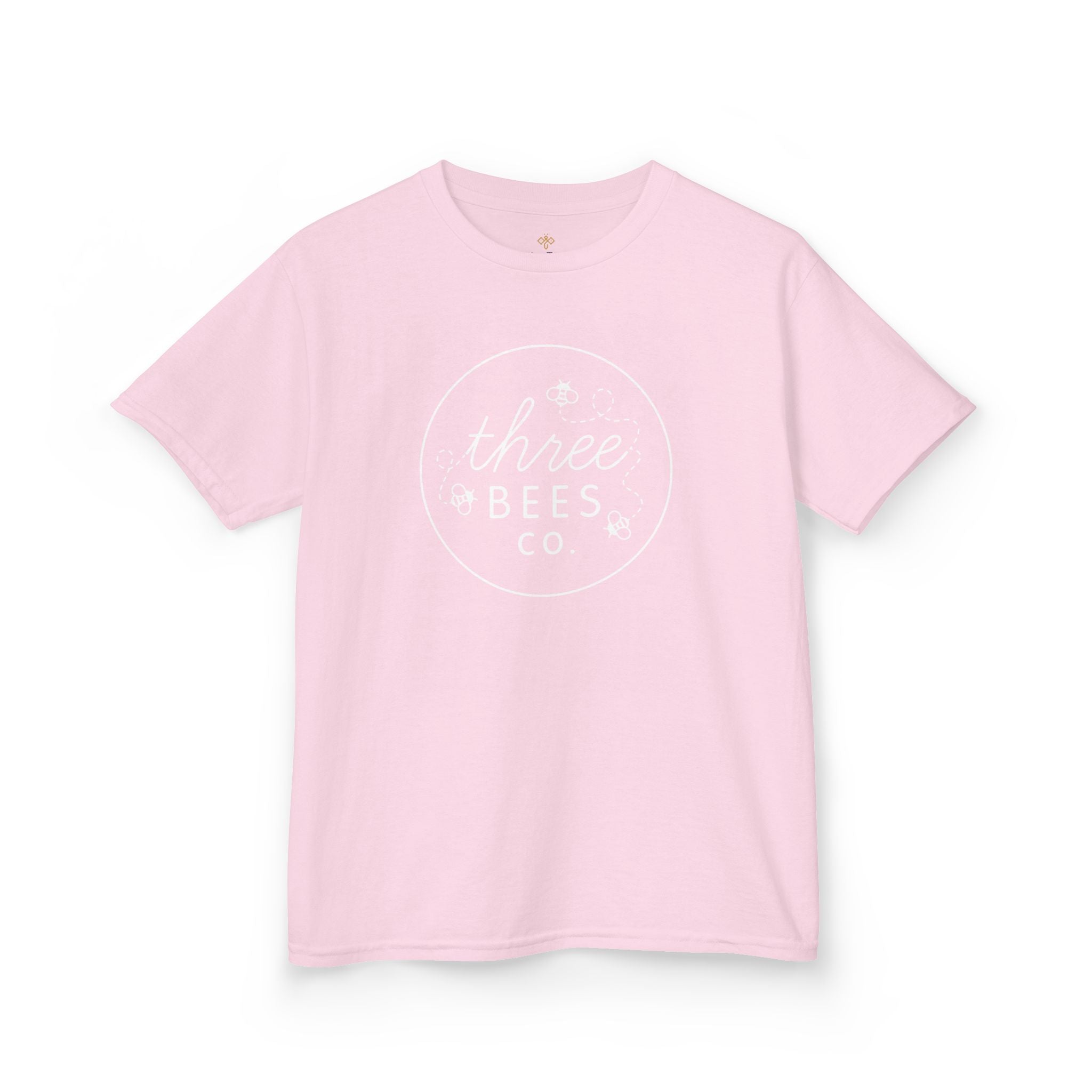 Kids Heavy Cotton Gildan Three Bees Classic Logo in White Hive Tee