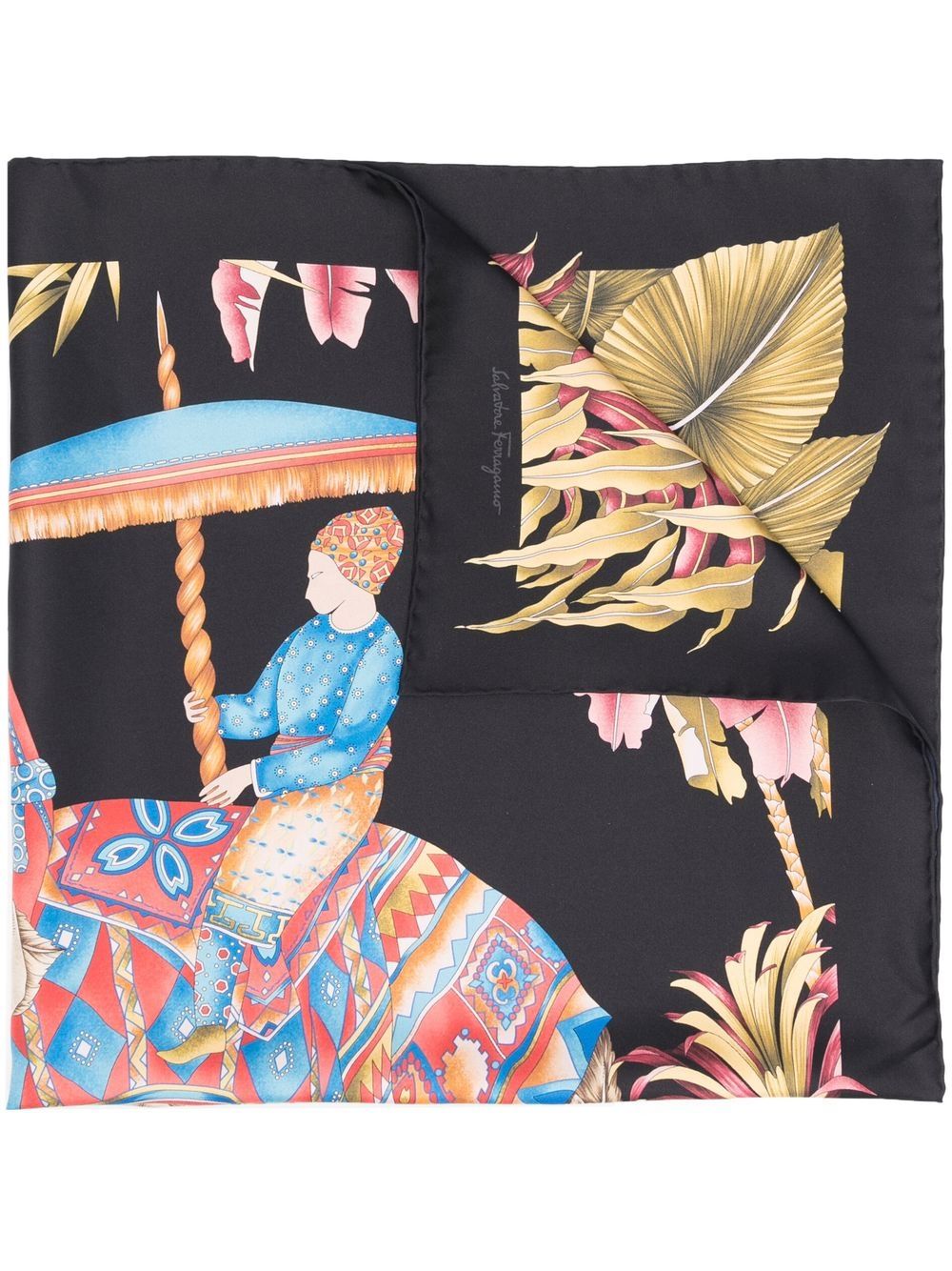 Ferragamo Women India Print Silk Scarf