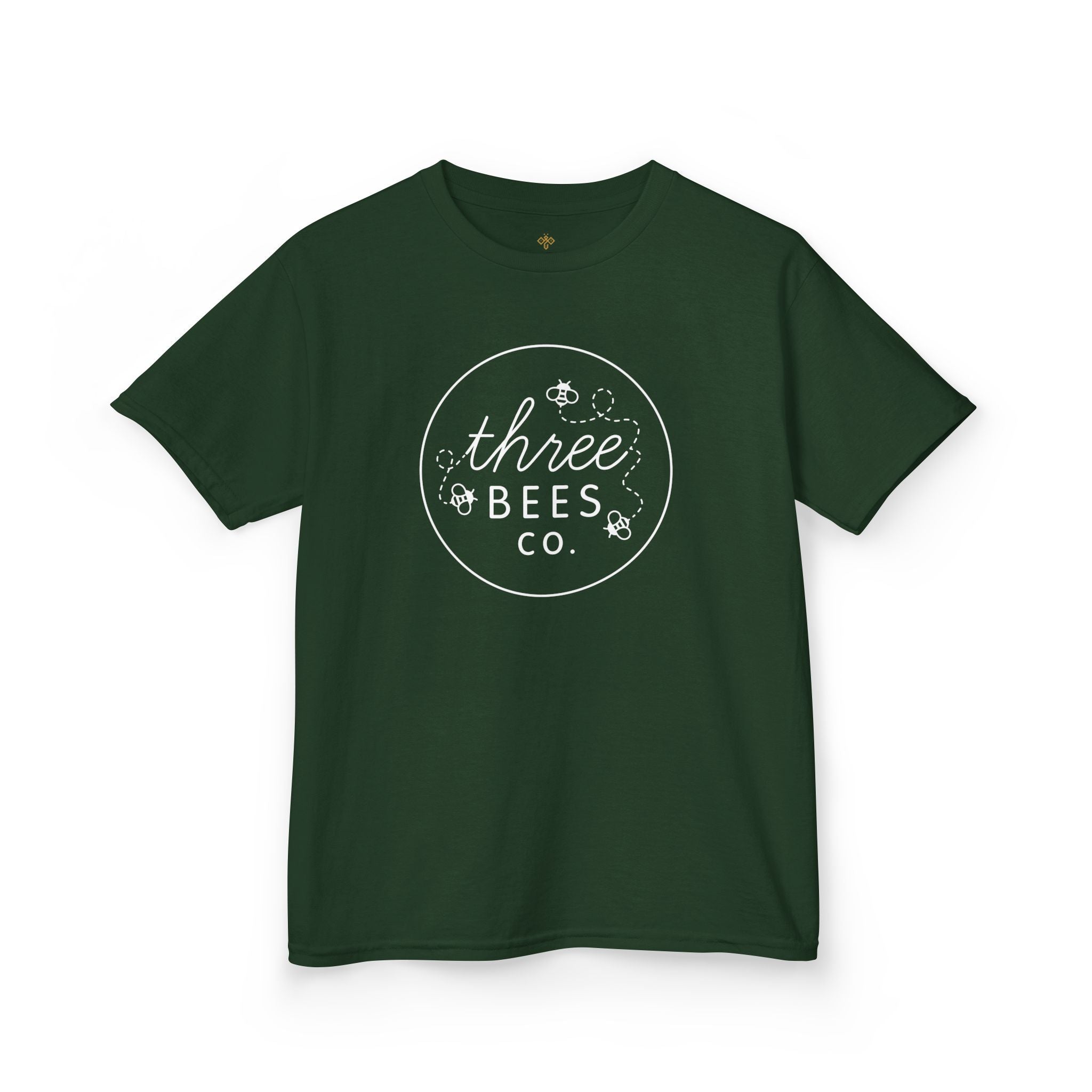 Kids Heavy Cotton Gildan Three Bees Classic Logo in White Hive Tee
