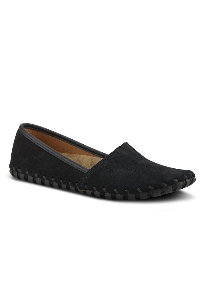SPRING STEP KATHALETA FLAT IN BLACK SUEDE