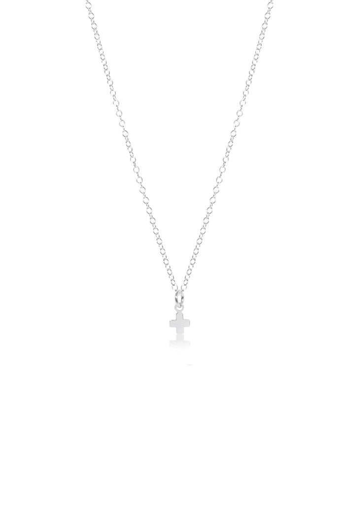 16" Sterling Signature Cross Small Charm Necklace