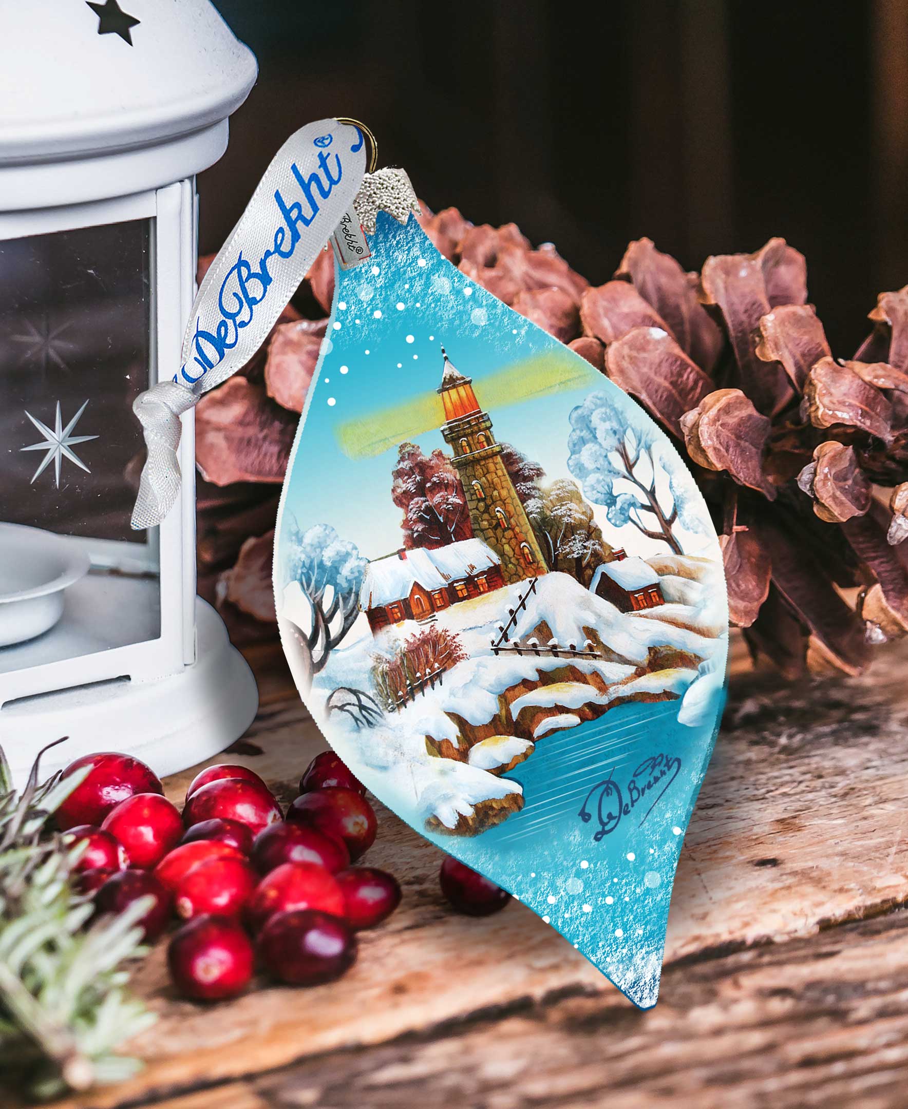 Lighthouse Drop Glass Ornament by G. DeBrekht - Coastal Holiday Décor - 74177