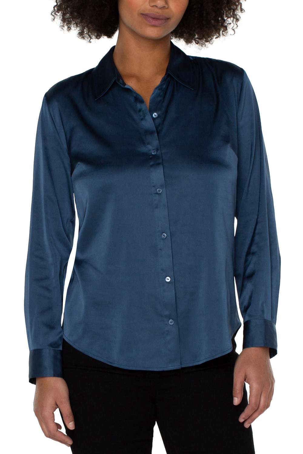 Button Up Woven Blouse - Shibari Blue