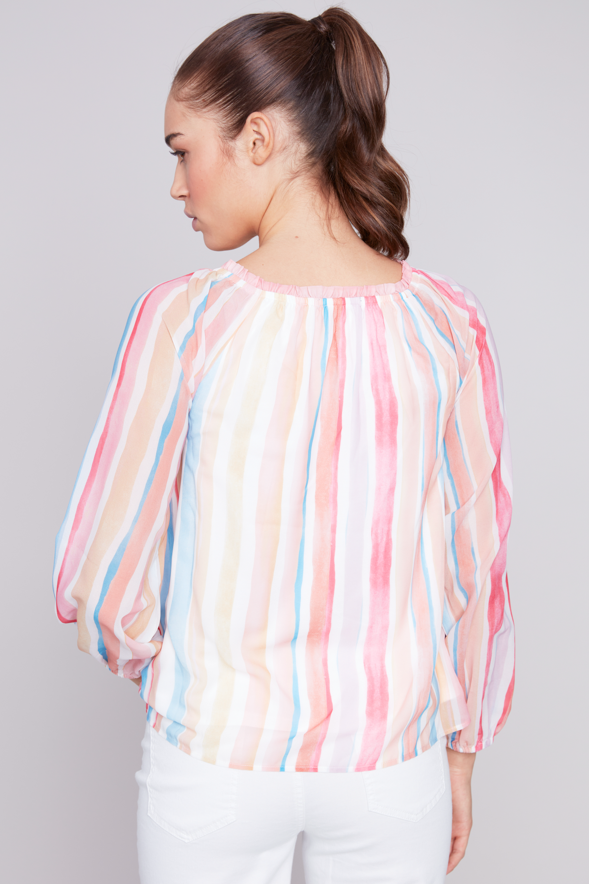 Candy Stripe Chiffon Blouse