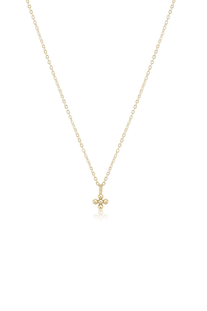16" Classic Beaded Signature Cross Small Charm Necklace