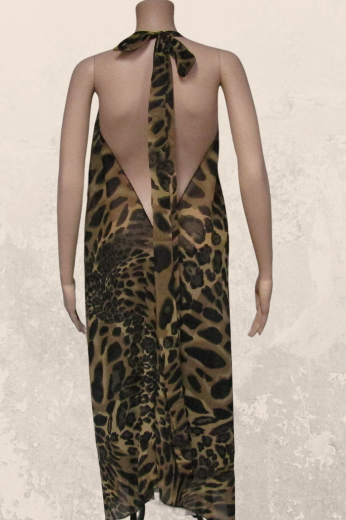 Sheer Halter Style CoverUp-Dress in a Leopard Print