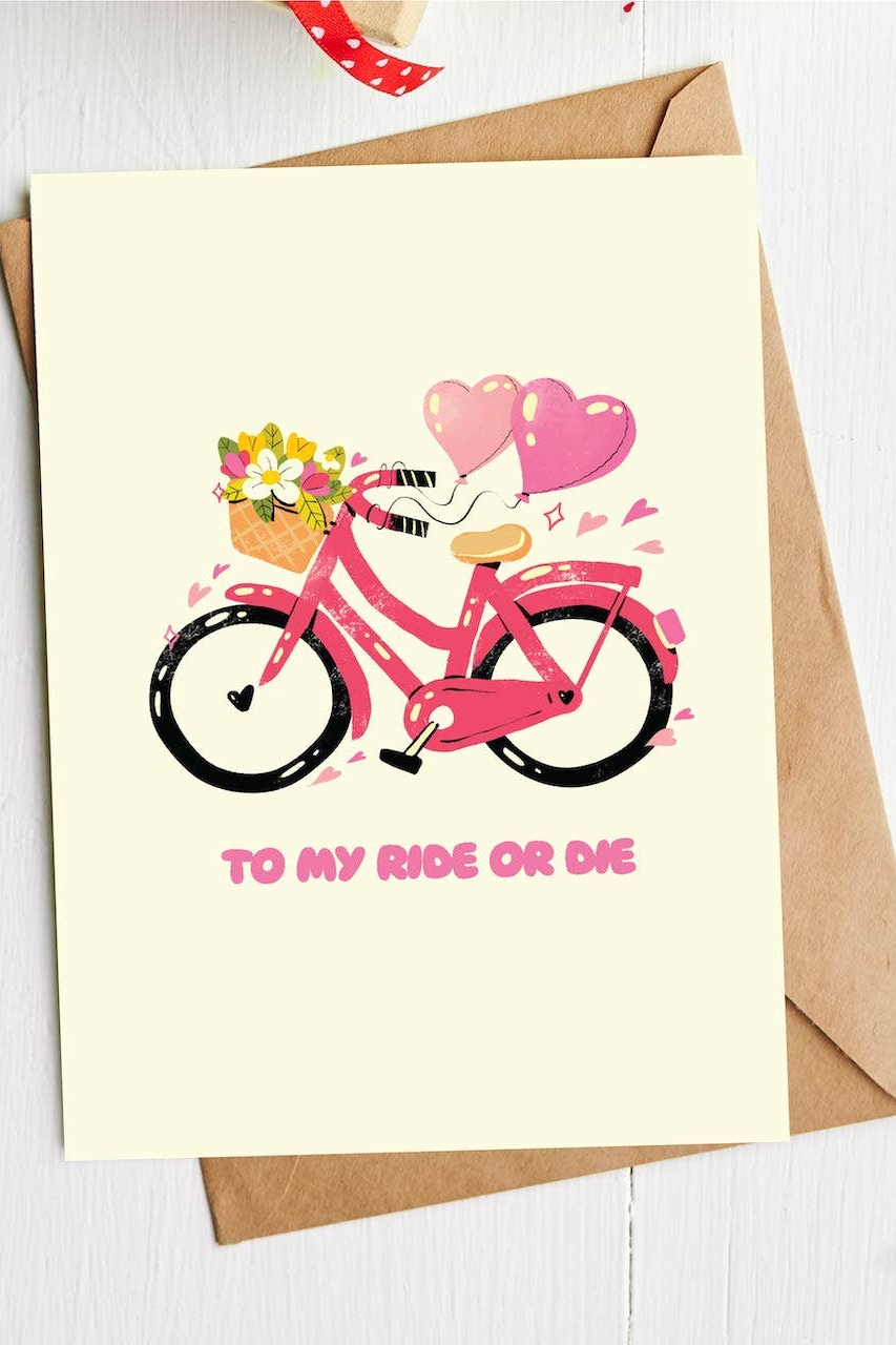 "To My Ride or Die" Heart Bicycle Greeting Card