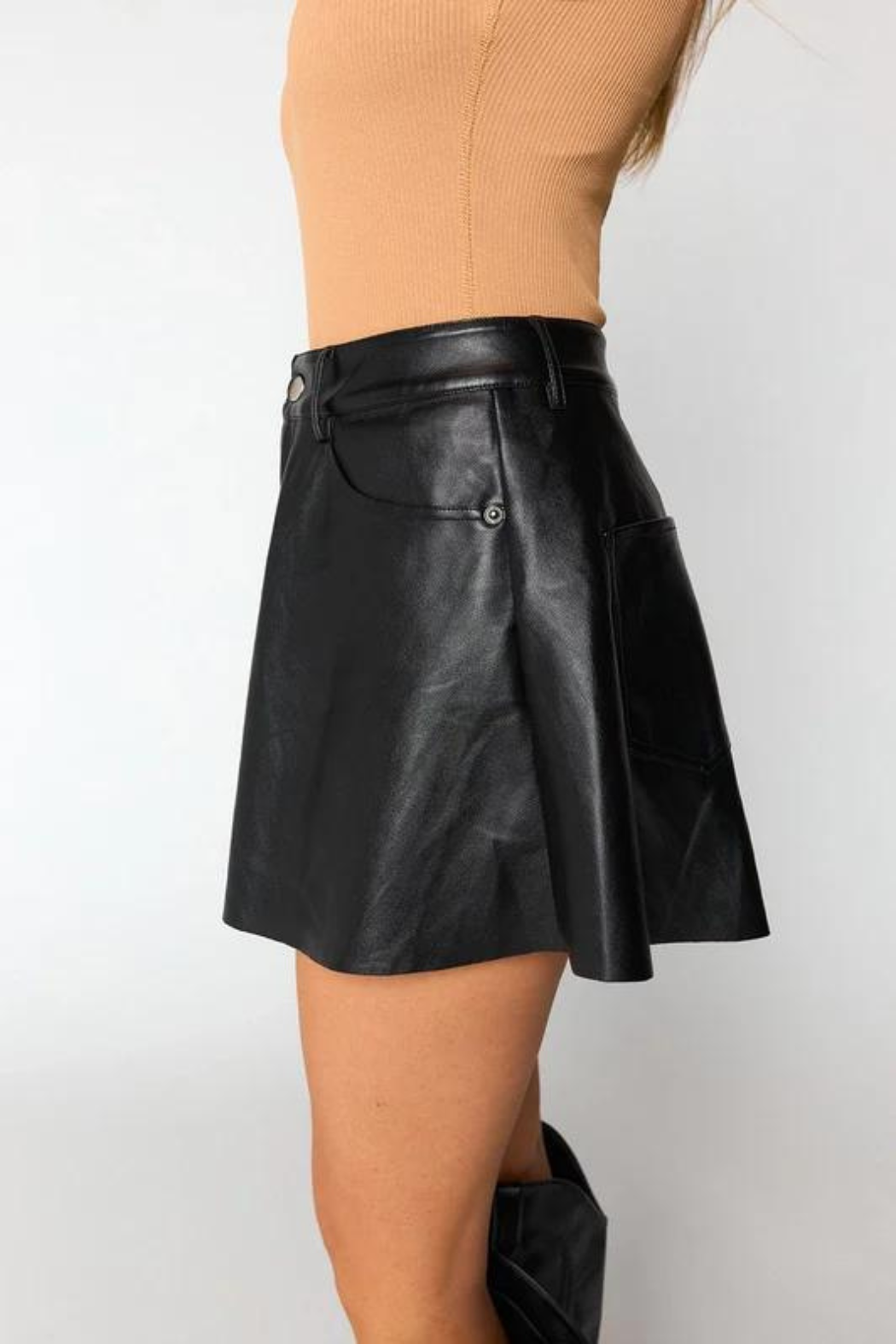 "Emerson" Flare Leather Short
