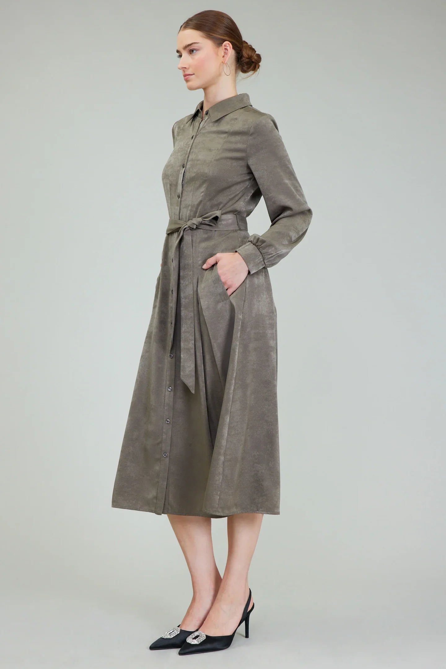 Shirt Dress with Smocked Cuffs