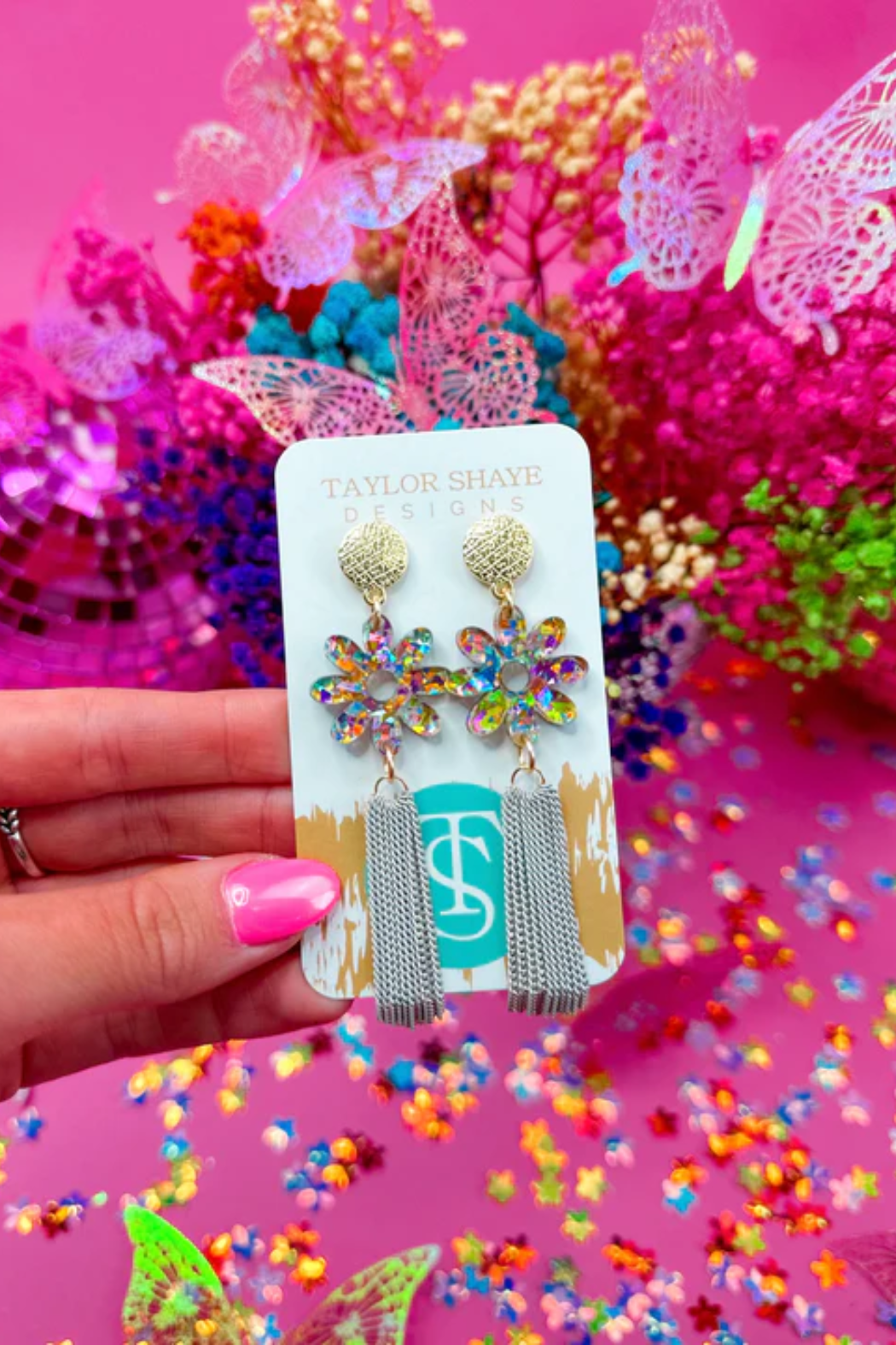 "Sally" Flower Tassel Earrings