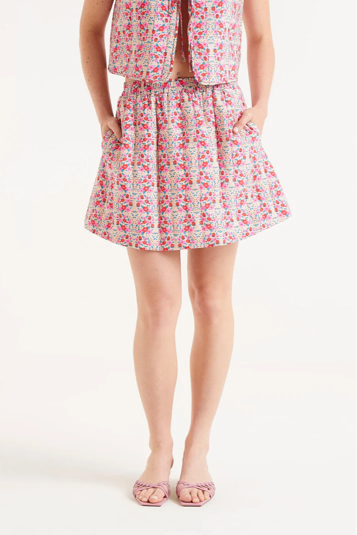 Short Padded Skirt with Sugar Print