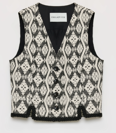 "Venice" Classical simple silhouette Italian imported jacquard ethnic style V-neck vest-5