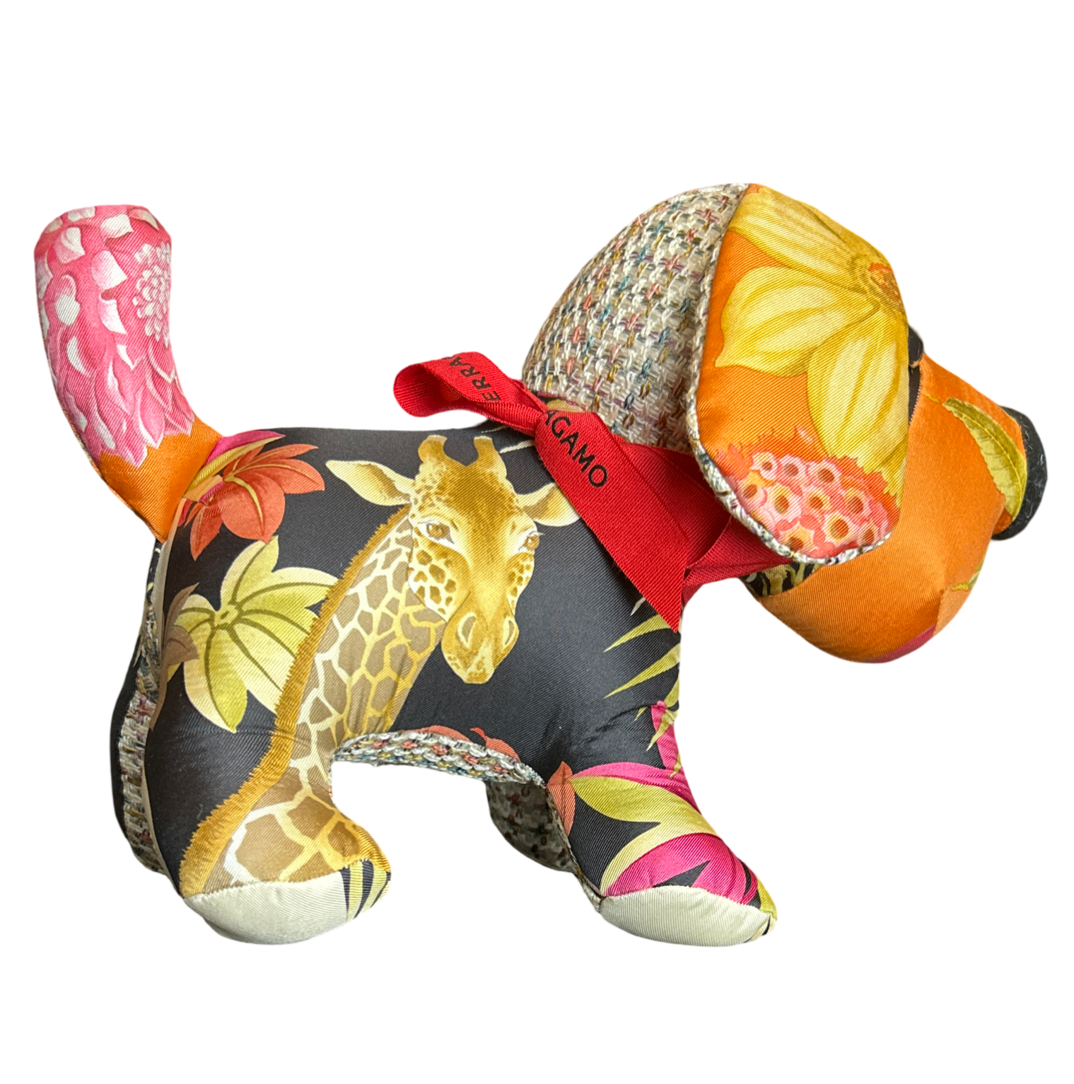 Tropical Safari Vintage Silk Scarf Patchwork Puppy
