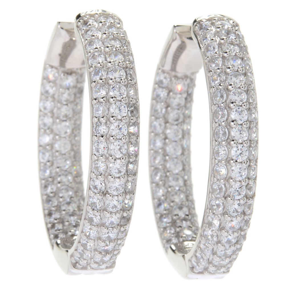 Brilliante Choice of Size Simulated Diamond Inside Out Hoop Earrings by Steals