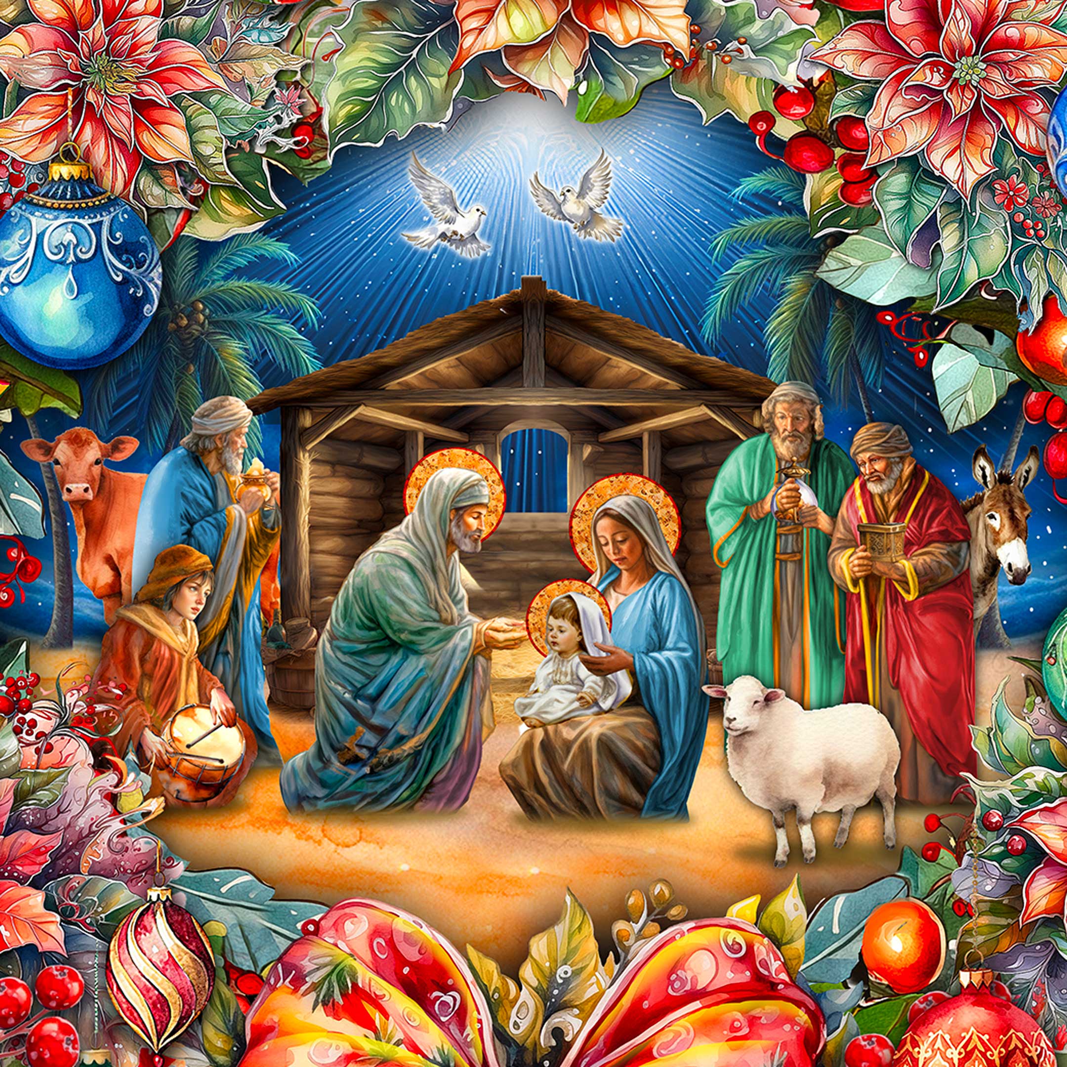 Nativity Wreath Holiday Door Decor by G. Debrekht - Nativity Holiday Decor - 8652805H