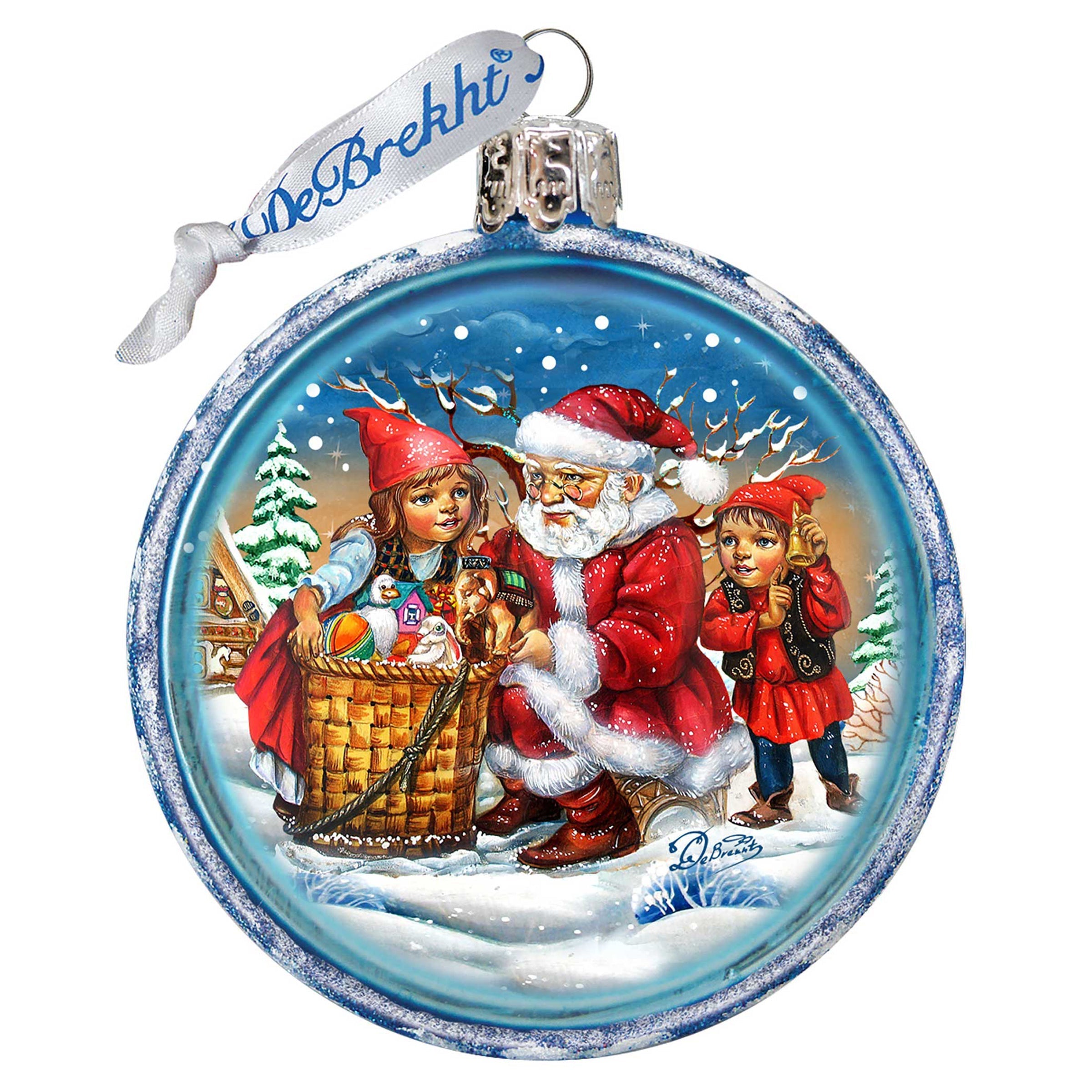 Christmas Tale Glass Ornament by G. DeBrekht - Christmas Santa Snowman Decor - 73367C