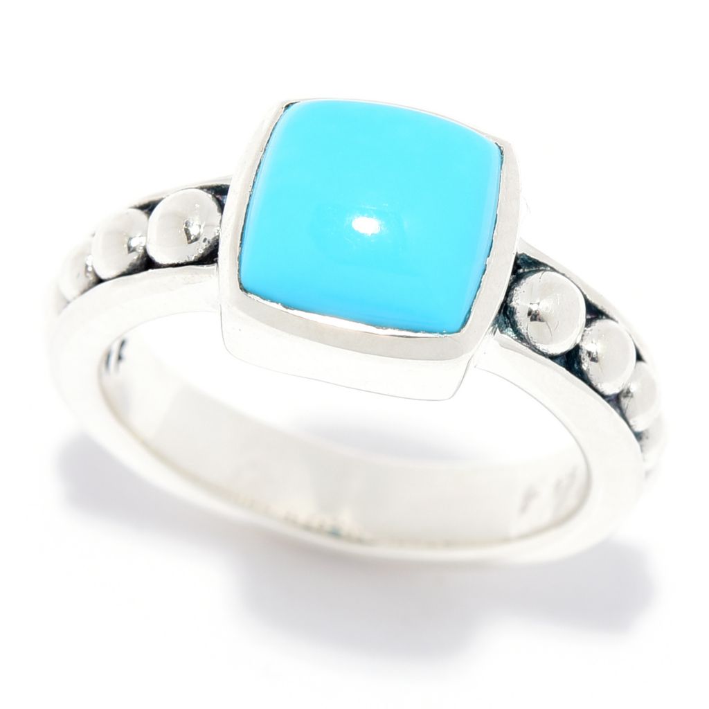 Artisan Silver by Samuel B. Sleeping Beauty Turquoise & Bead Ring by Steals