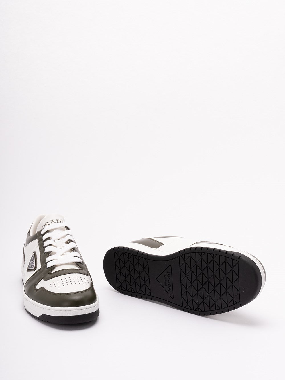 Prada Men `Downtown` Leather Sneakers