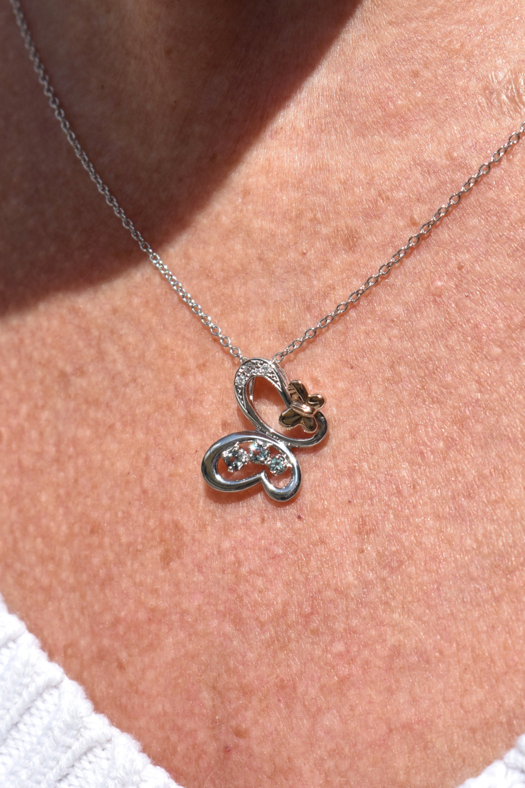 18kt 2-Tone Diamond & Alexandrite Butterfly Necklace