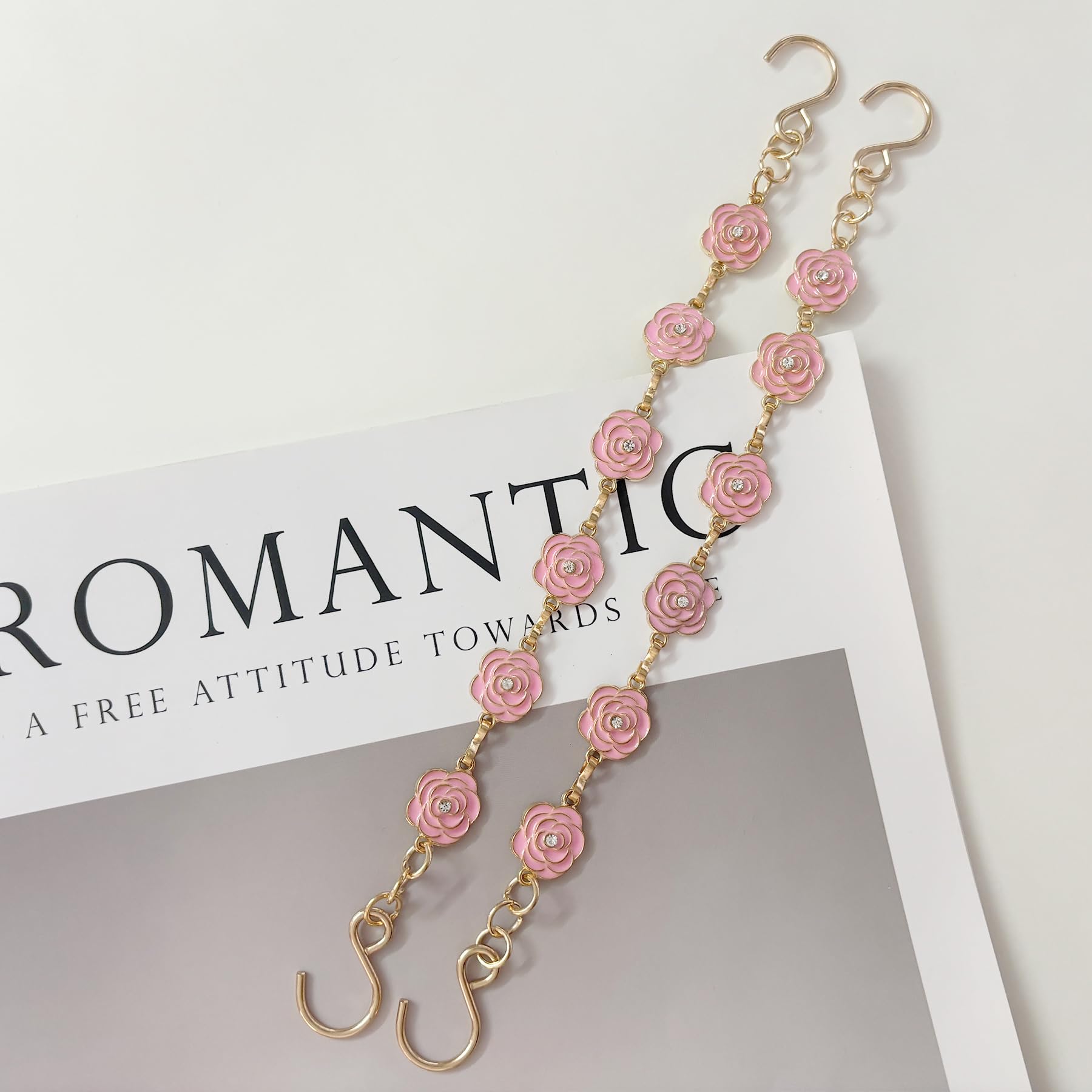 18Pcs Flower Shoe Chain Charms for Women, Bling Shoe Charms for Girls Clog Sandals, Girly Shoe Chains, DIY Shoe Decoration Accessories for Party Favor