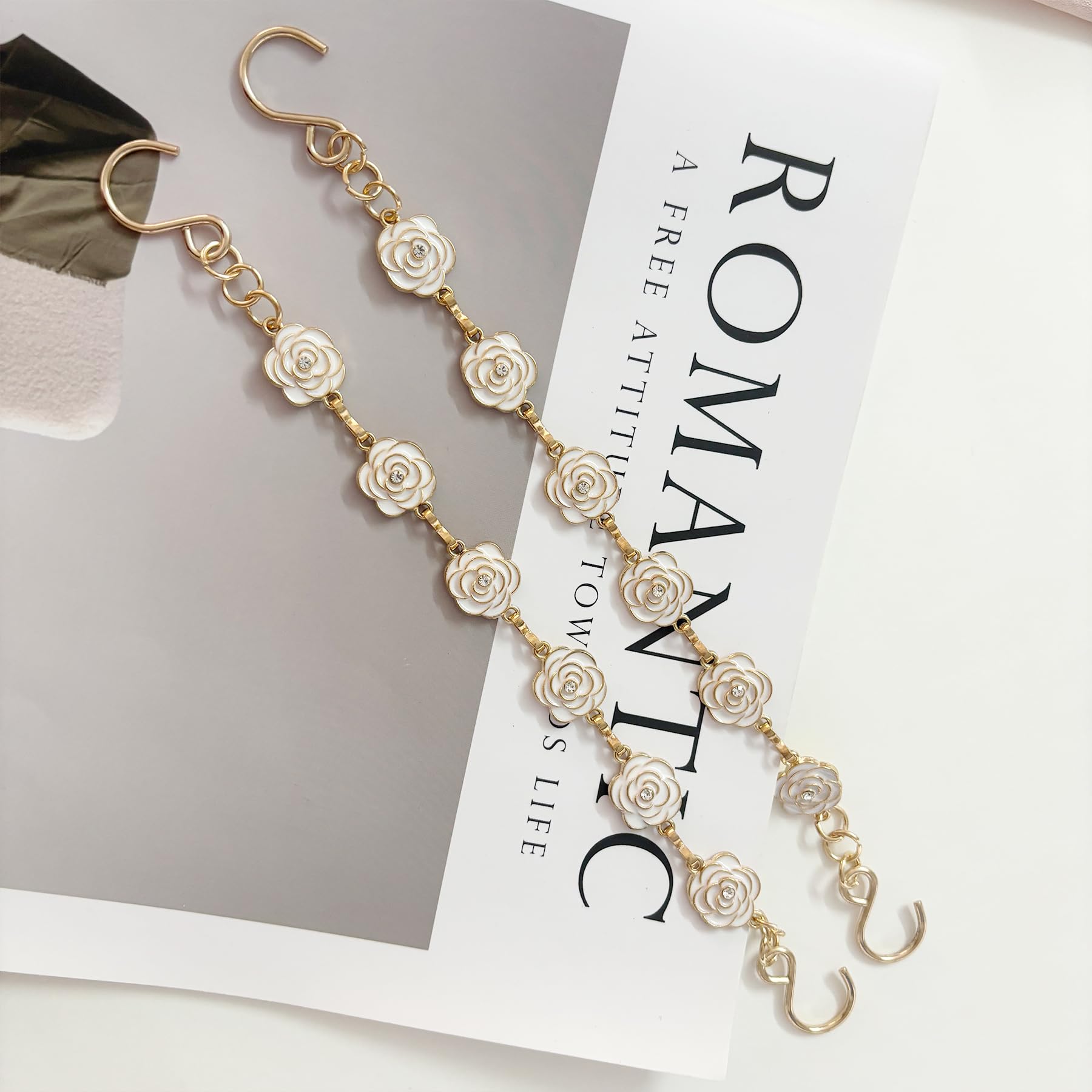 18Pcs Flower Shoe Chain Charms for Women, Bling Shoe Charms for Girls Clog Sandals, Girly Shoe Chains, DIY Shoe Decoration Accessories for Party Favor