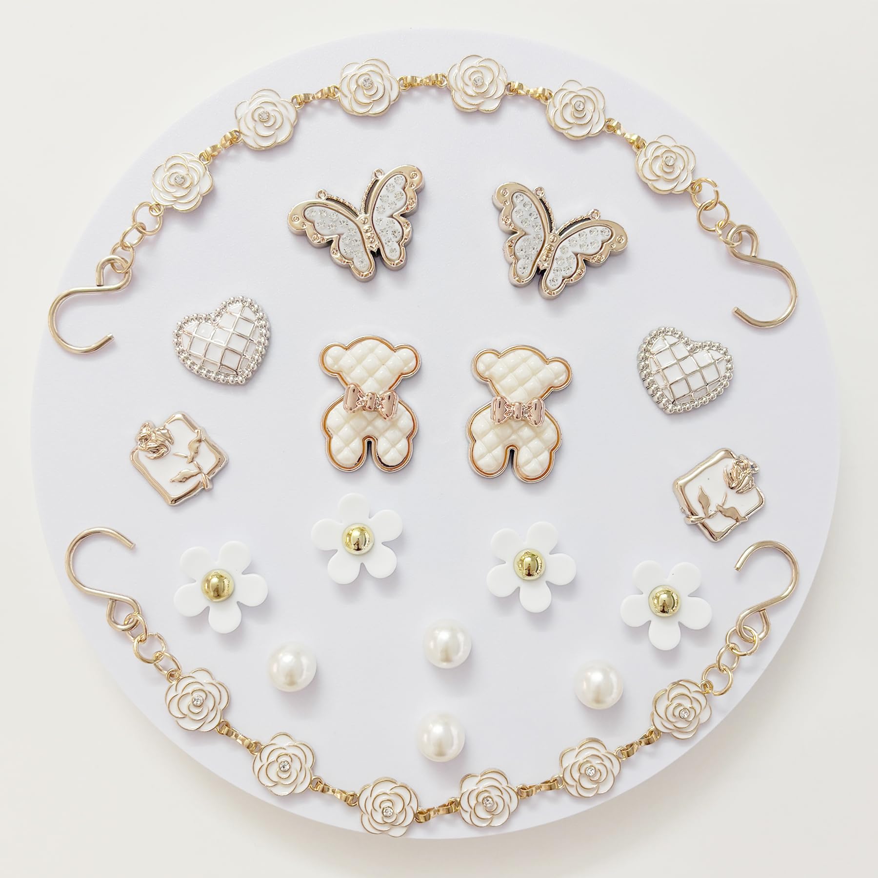 18Pcs Flower Shoe Chain Charms for Women, Bling Shoe Charms for Girls Clog Sandals, Girly Shoe Chains, DIY Shoe Decoration Accessories for Party Favor