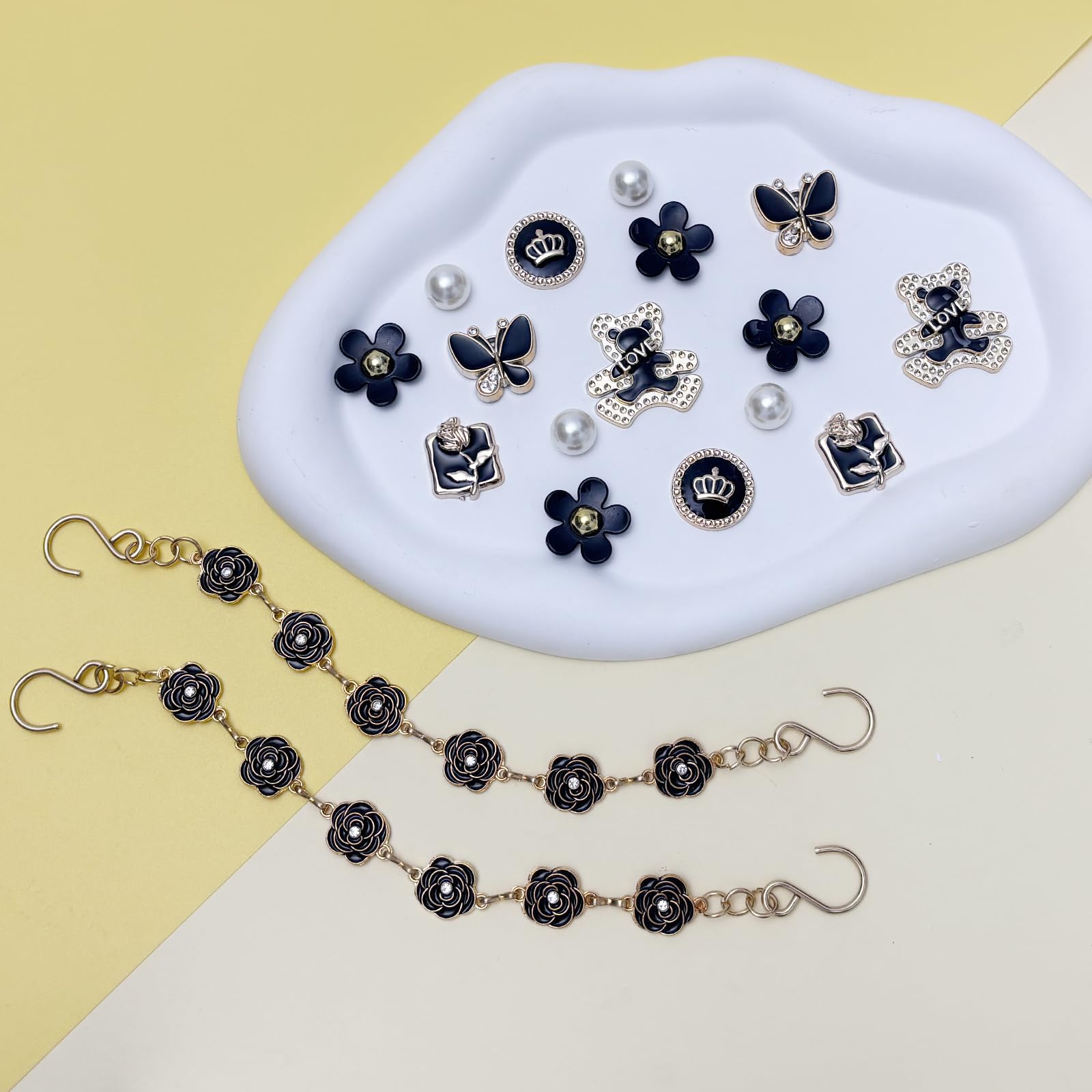 18Pcs Flower Shoe Chain Charms for Women, Bling Shoe Charms for Girls Clog Sandals, Girly Shoe Chains, DIY Shoe Decoration Accessories for Party Favor