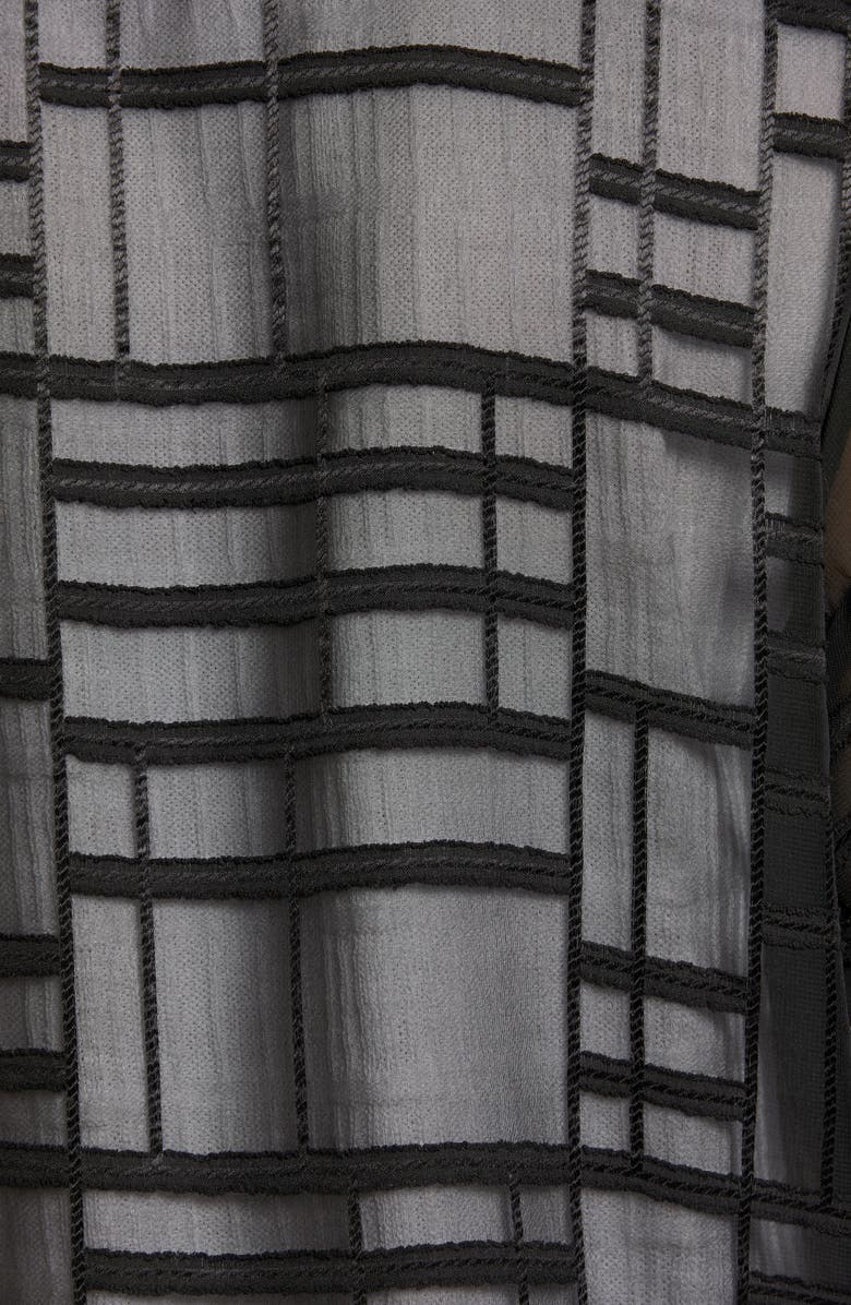 Ming Wang Black Sheer Tunic Blouse, Geo Texture, Size Large by Steals