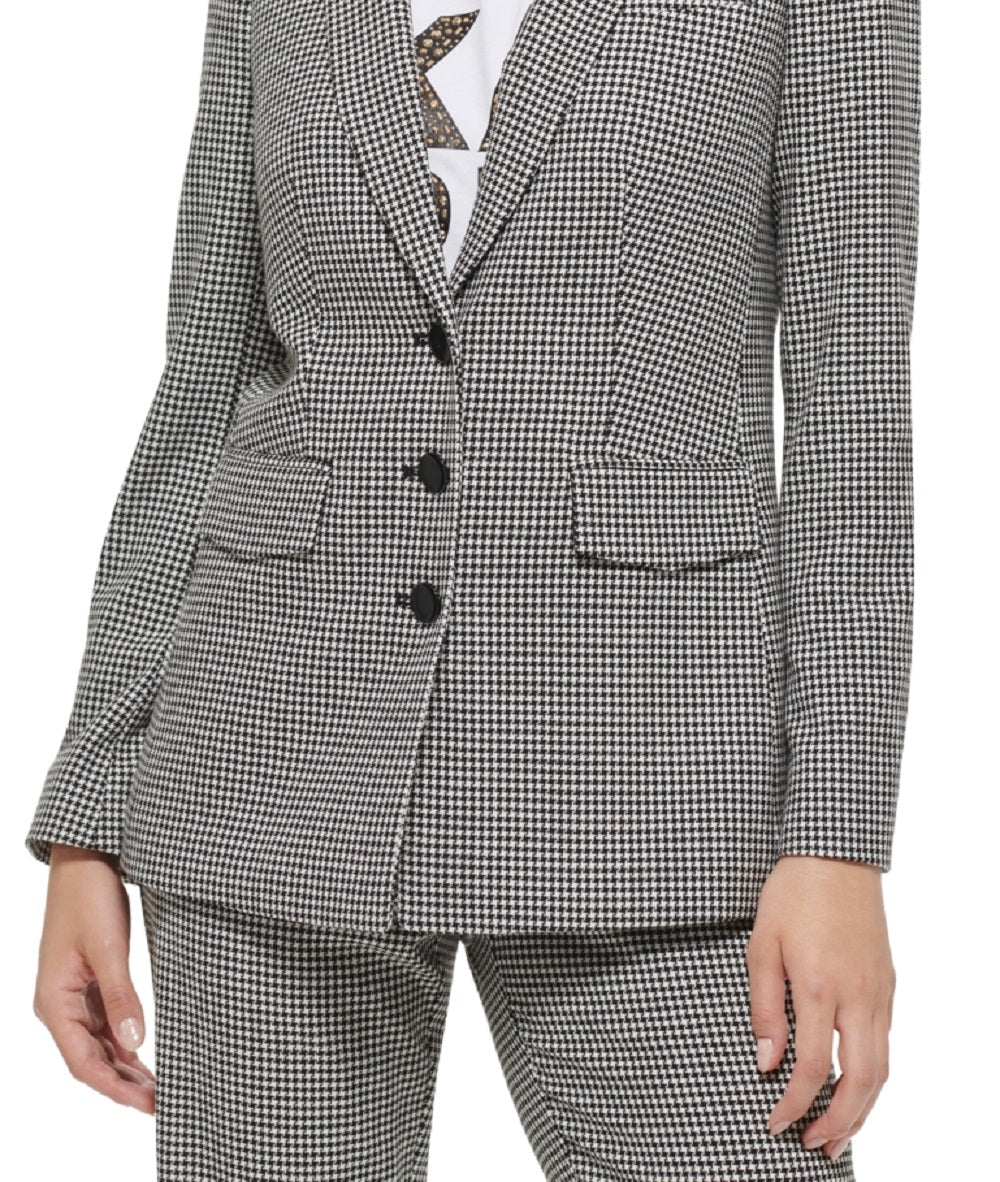 Karl Lagerfeld Paris Women's Houndstooth Button Front Blazer Black Size 14 by Steals