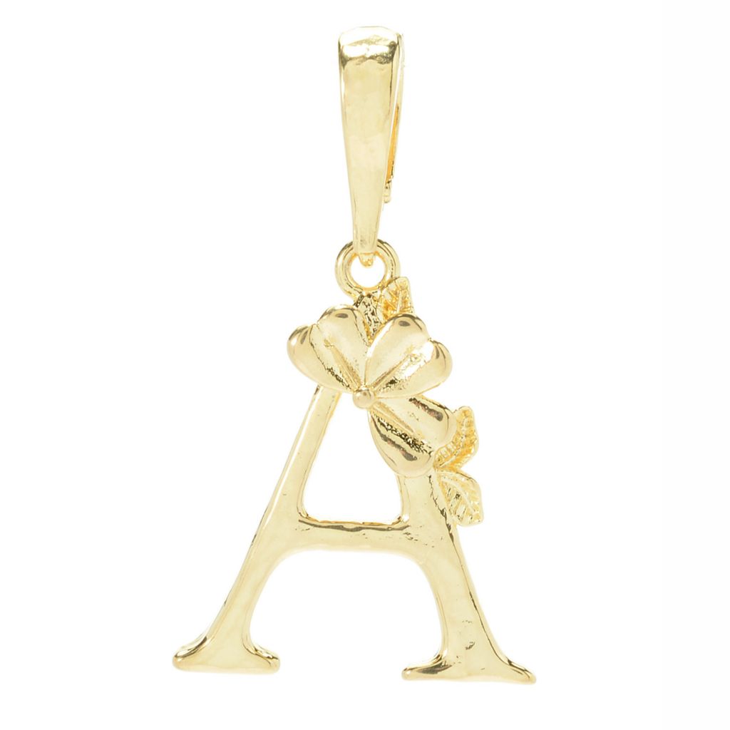Toscana Italiana Choice of Plating Botanical Floral Initial Enhancer Bail Pendant by Steals