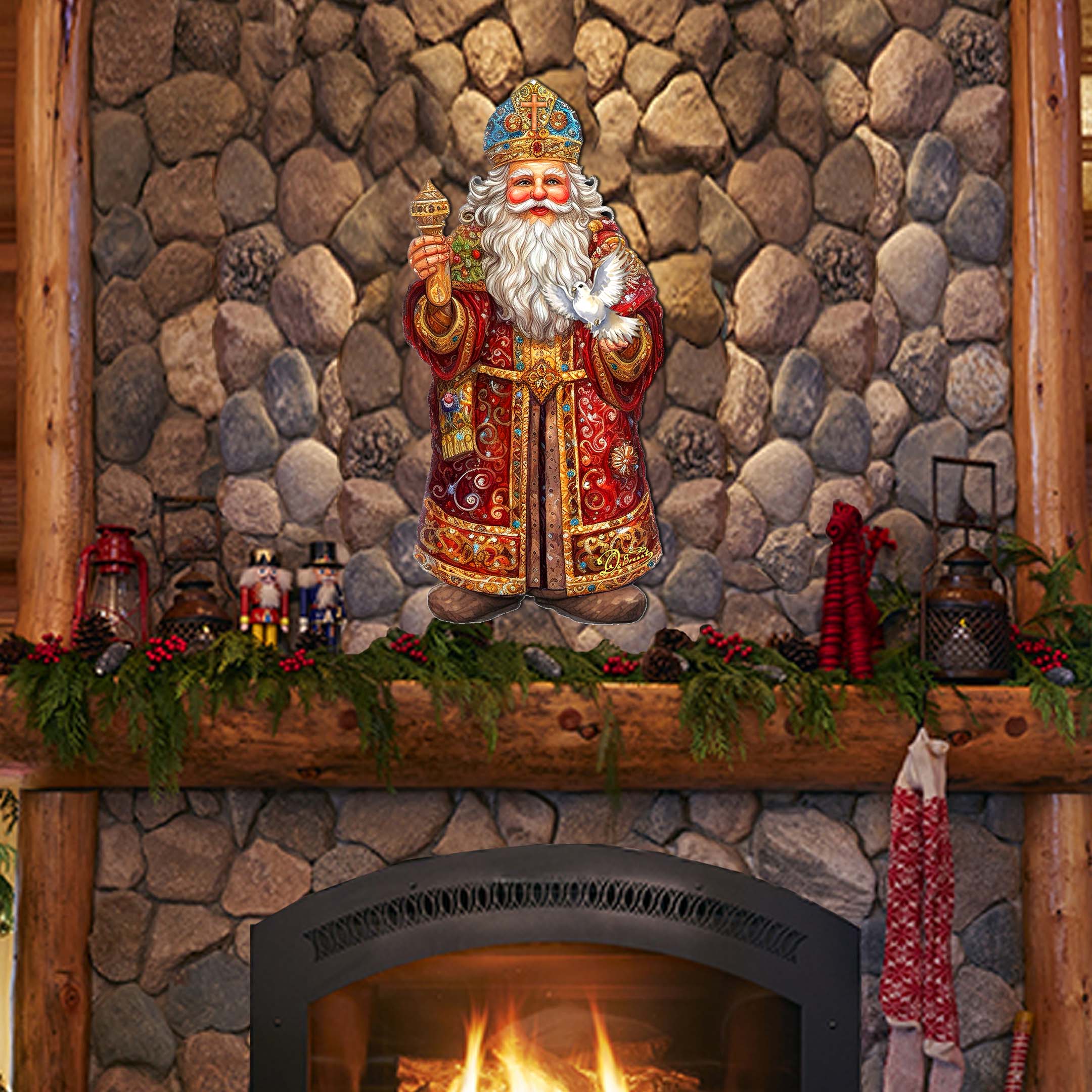 Santa's Dove of Hope Holiday Door Décor by G. Debrekht - Christmas Santa Snowman Décor - 8691416H