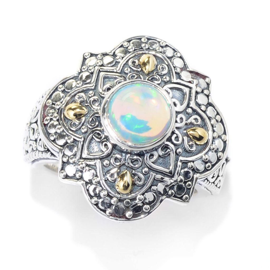 Artisan Silver by Samuel B. 18K Gold Accented 7mm Ethiopian Opal Ring by Steals