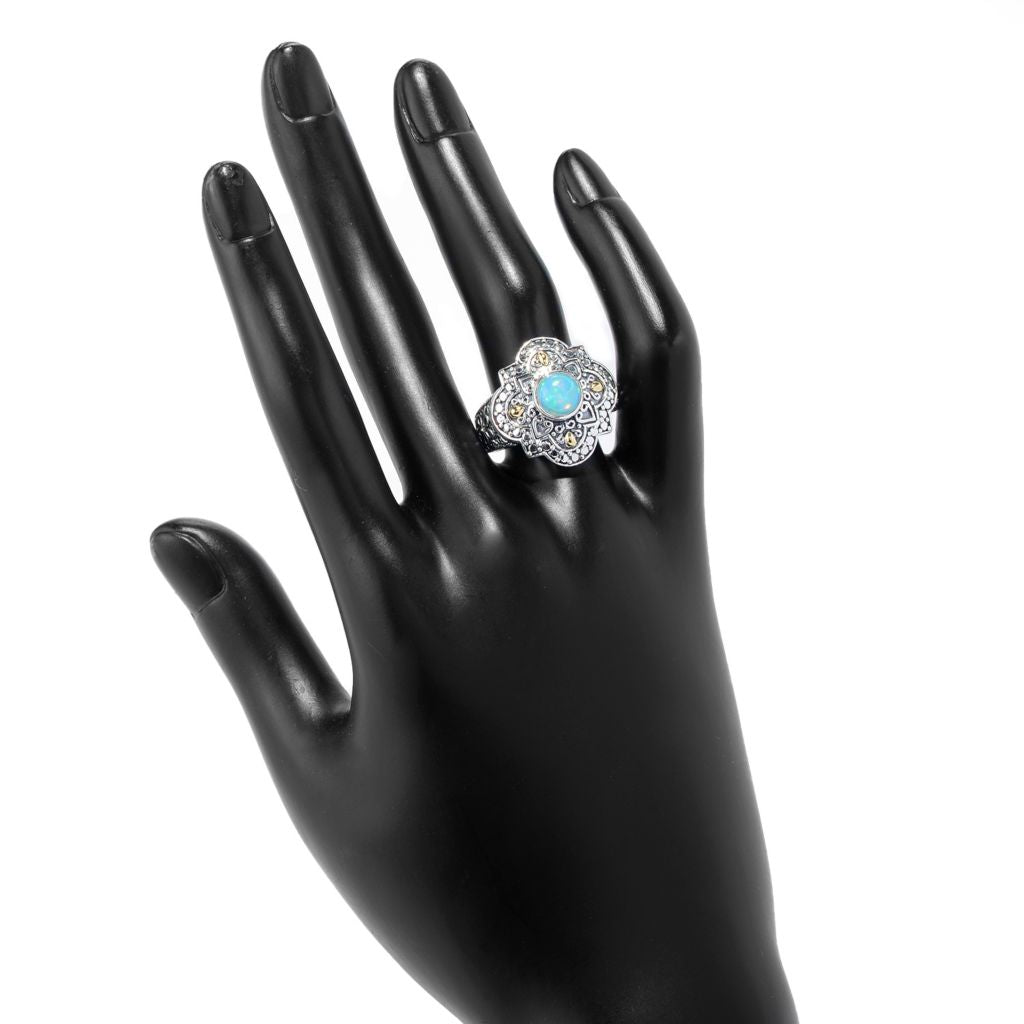 Artisan Silver by Samuel B. 18K Gold Accented 7mm Ethiopian Opal Ring by Steals