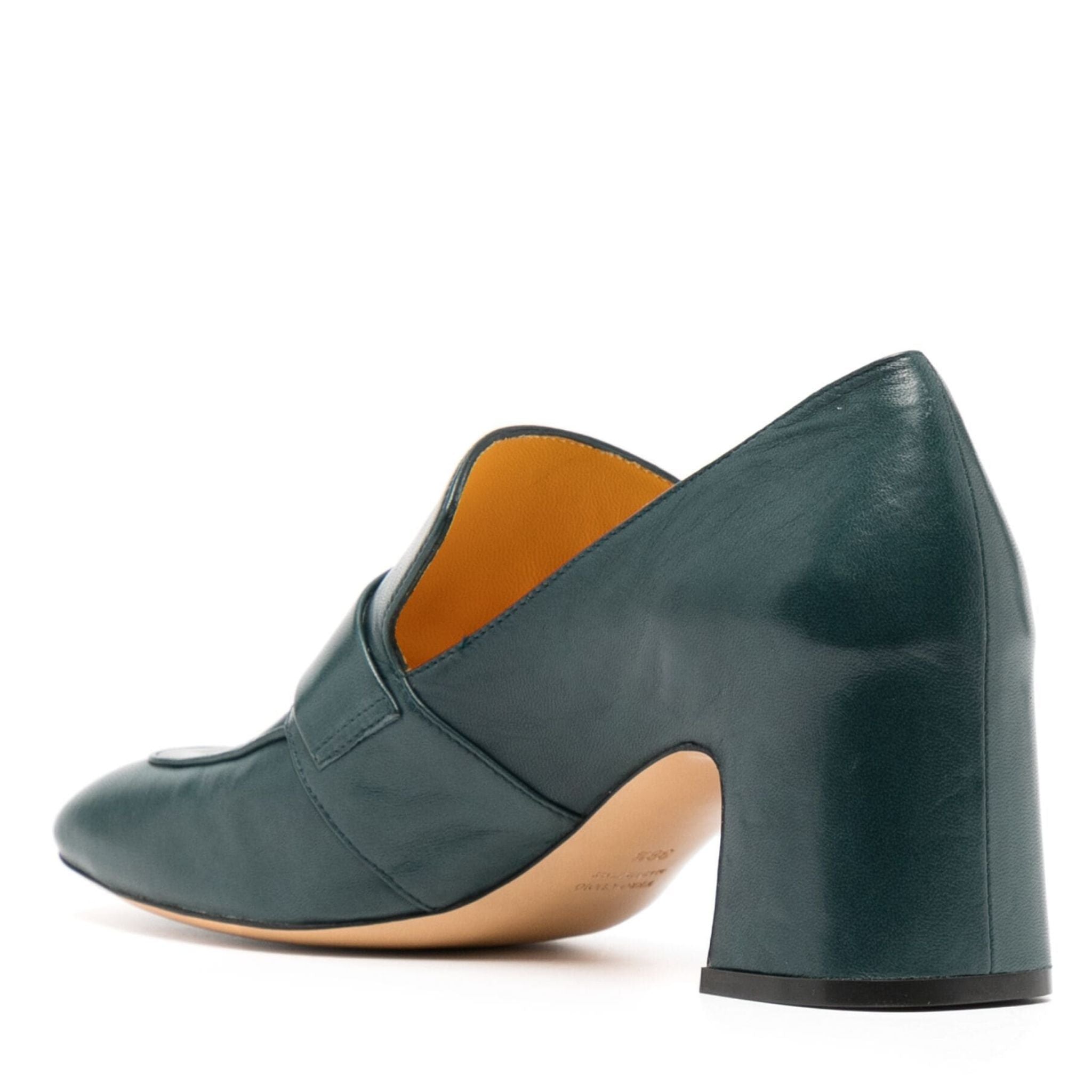 Teal Leather Lock Heel Loafer