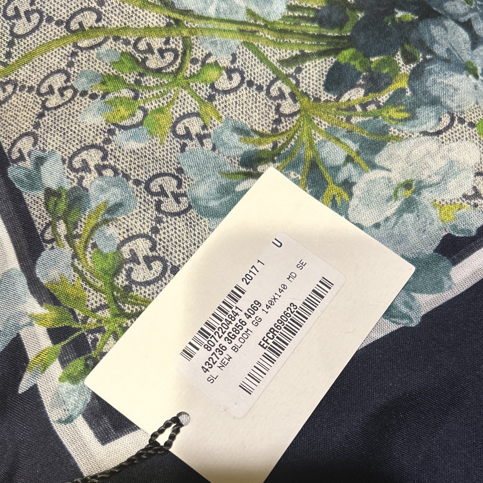 GG Logo Blooms Blue Vintage Silk Scarf Coffee Run Keychain Bag